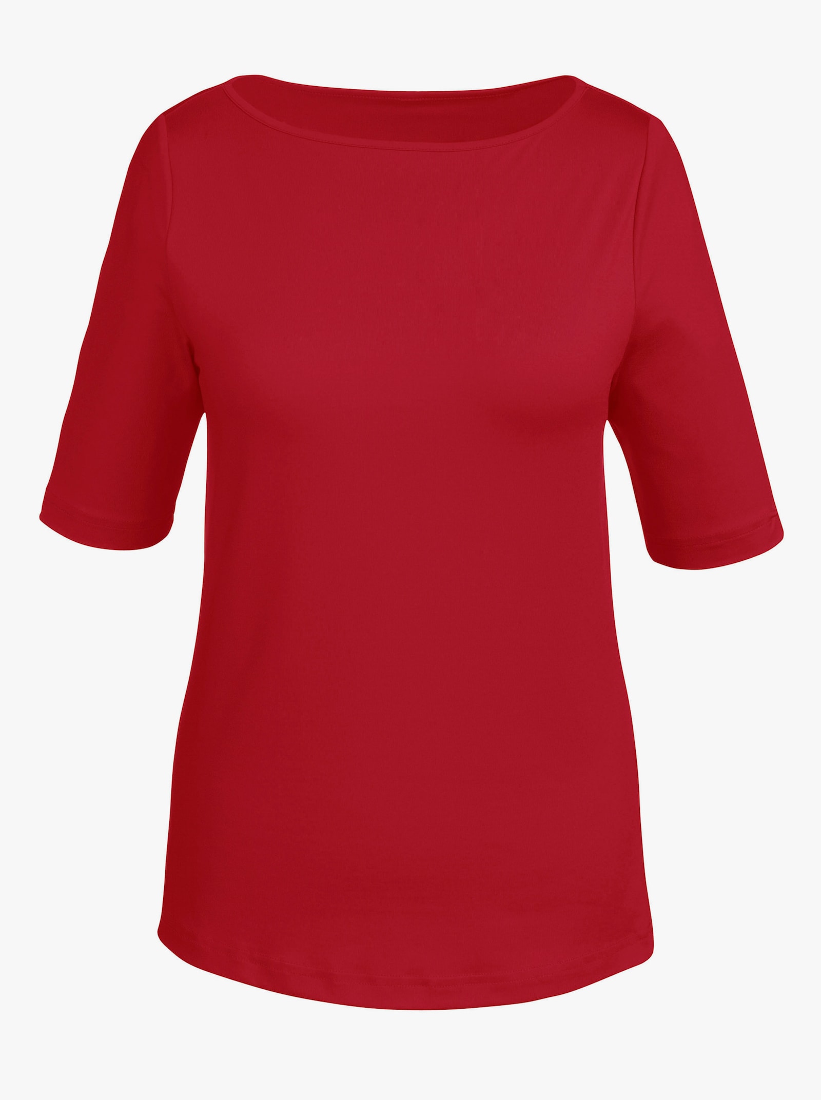 T-Shirt mit U-Boot-Ausschnitt - rot
