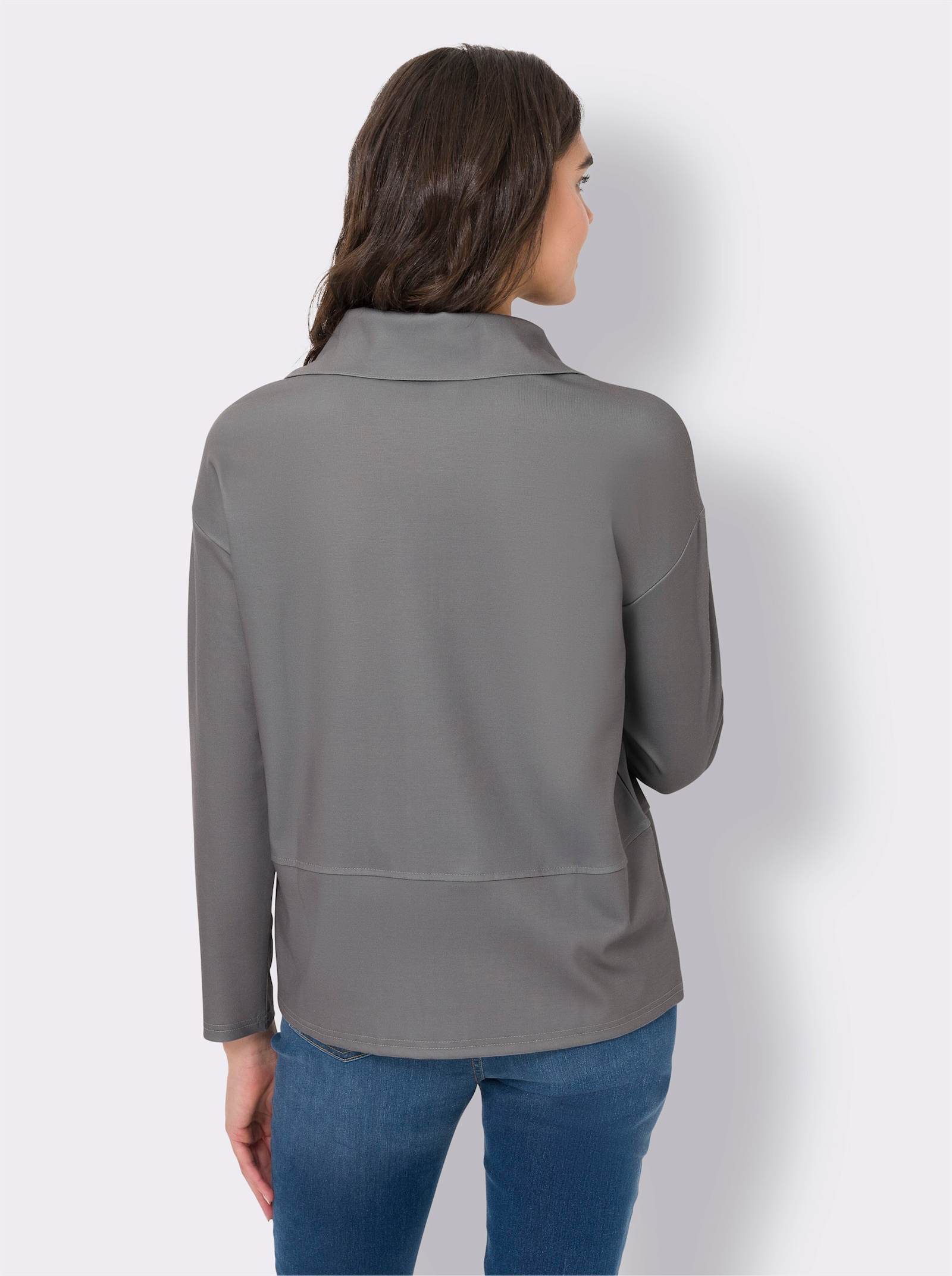 heine Sweatshirt met sieroogjes opzij - grijs