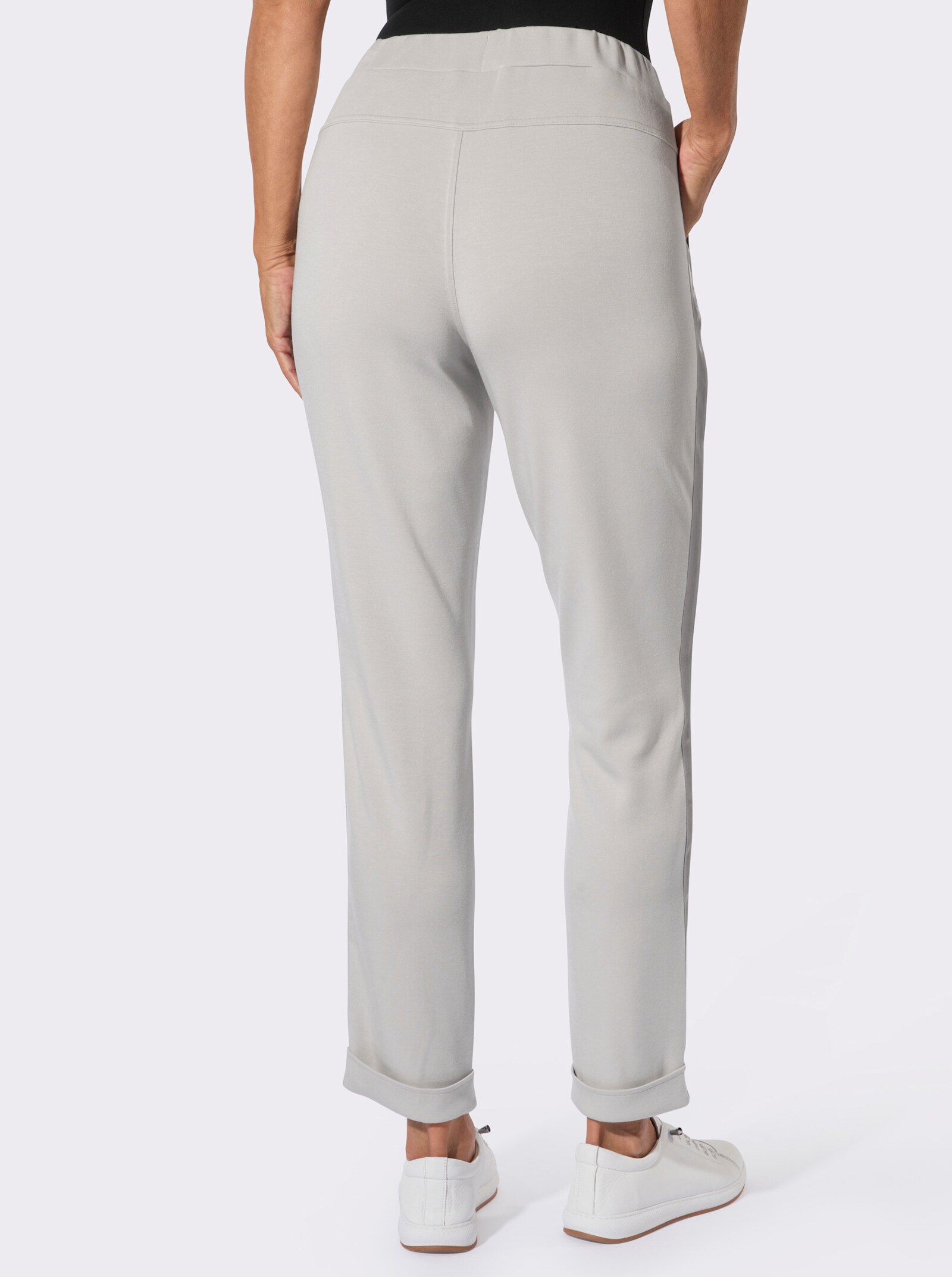 Jogg Pants mit Ripsband-Verzierung - steingrau