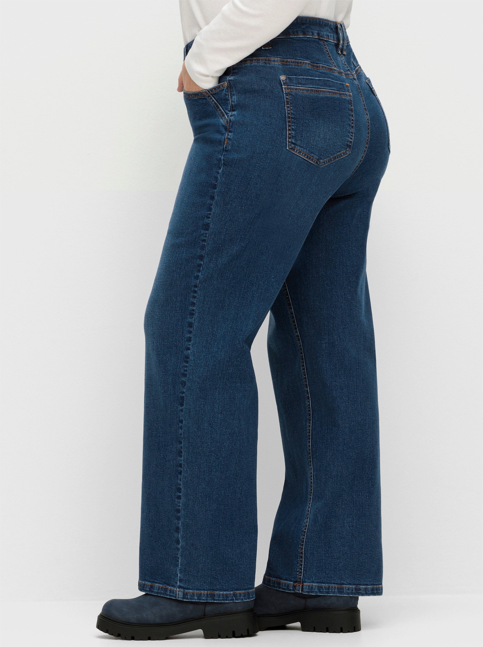 sheego Jeans met doorlopende wijde pijpen - dark blue denim