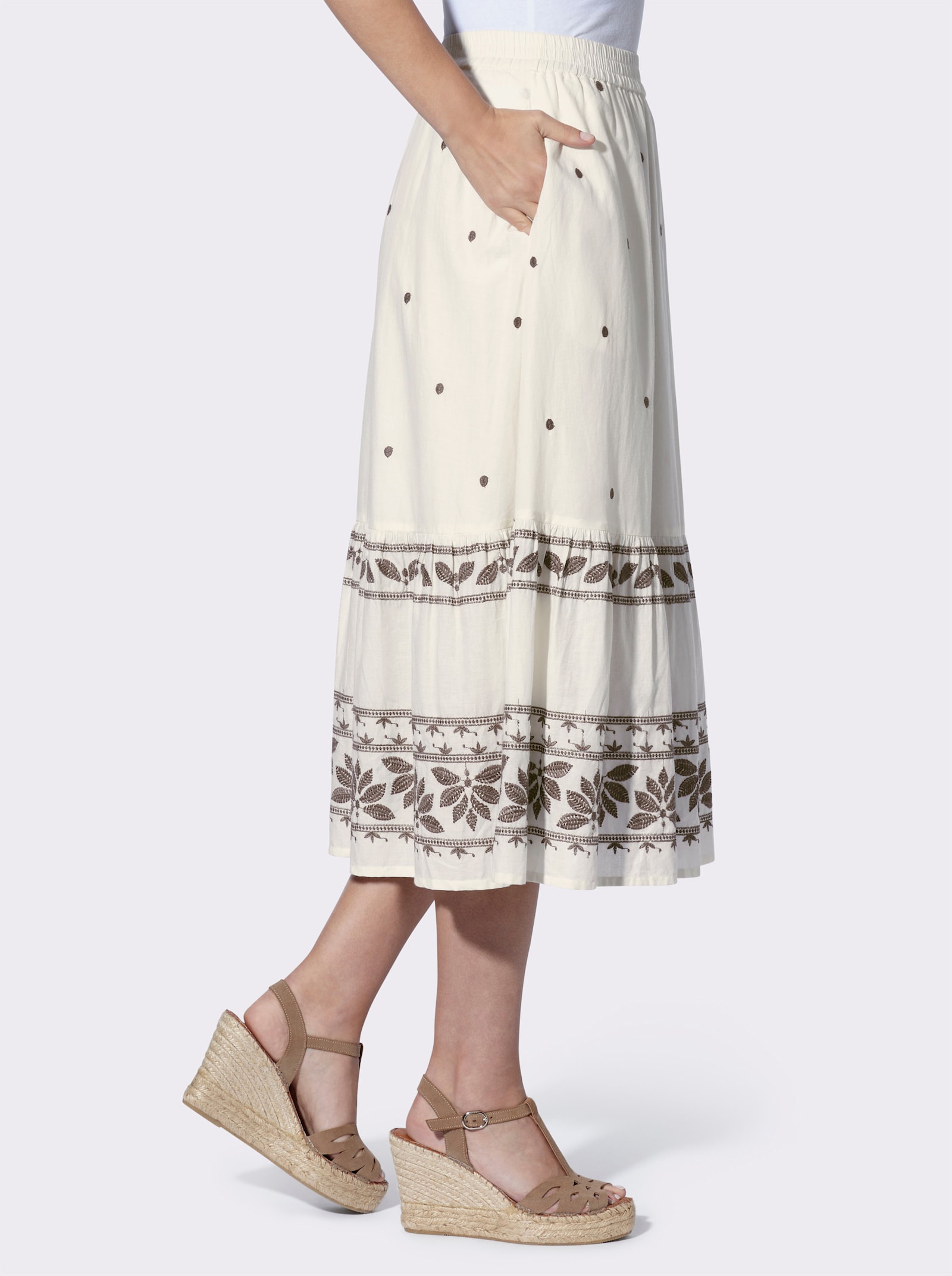 heine Maxirock mit Stickerei - champagner-dunkeltaupe-gemustert