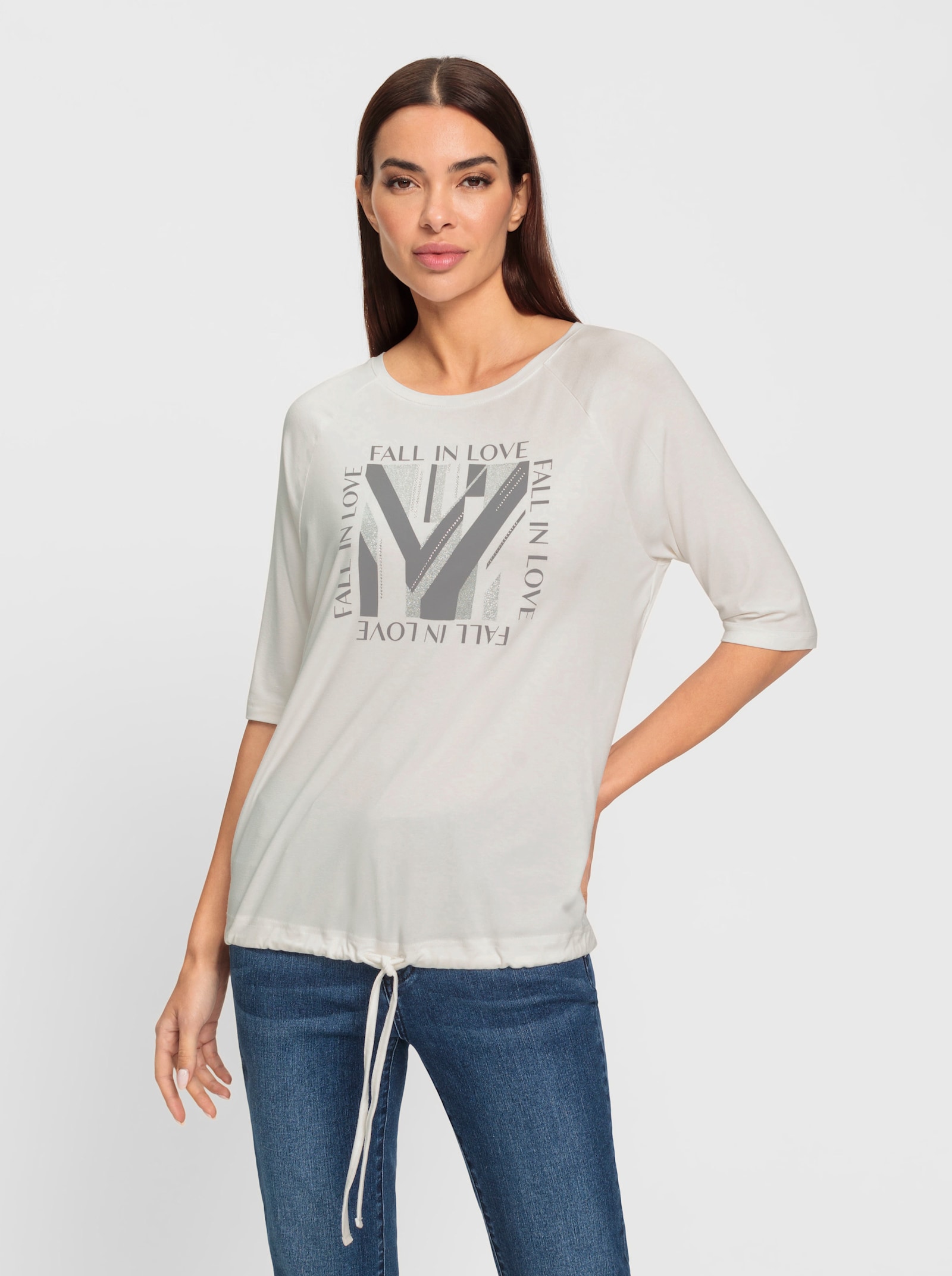 heine 3/4-Arm-Shirt mit Foliendruck - ecru