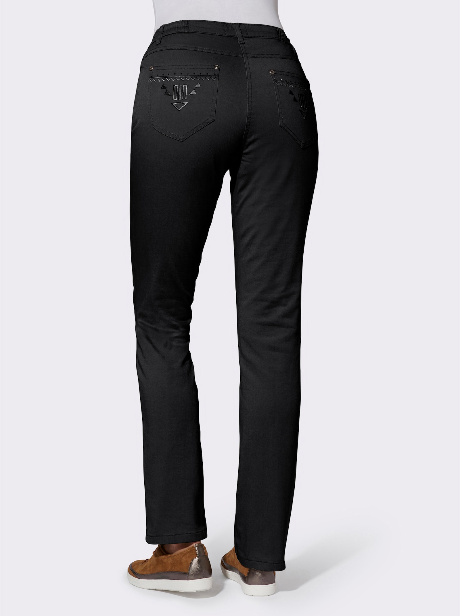 Jeans mit Metallplättchen-Deko - schwarz