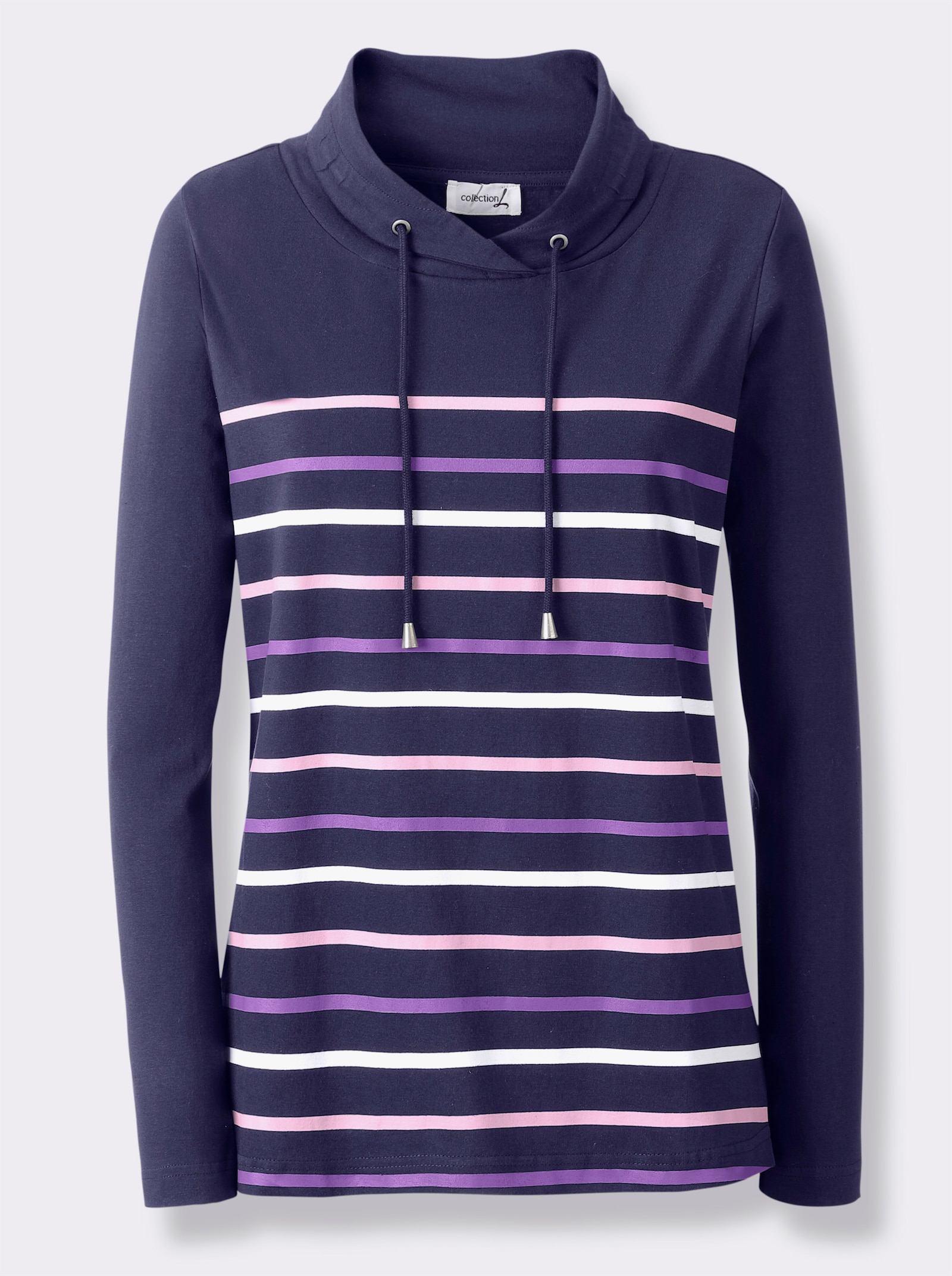 Tričko se stojáčkem a tunýlkem - námořnická modrá-proužek