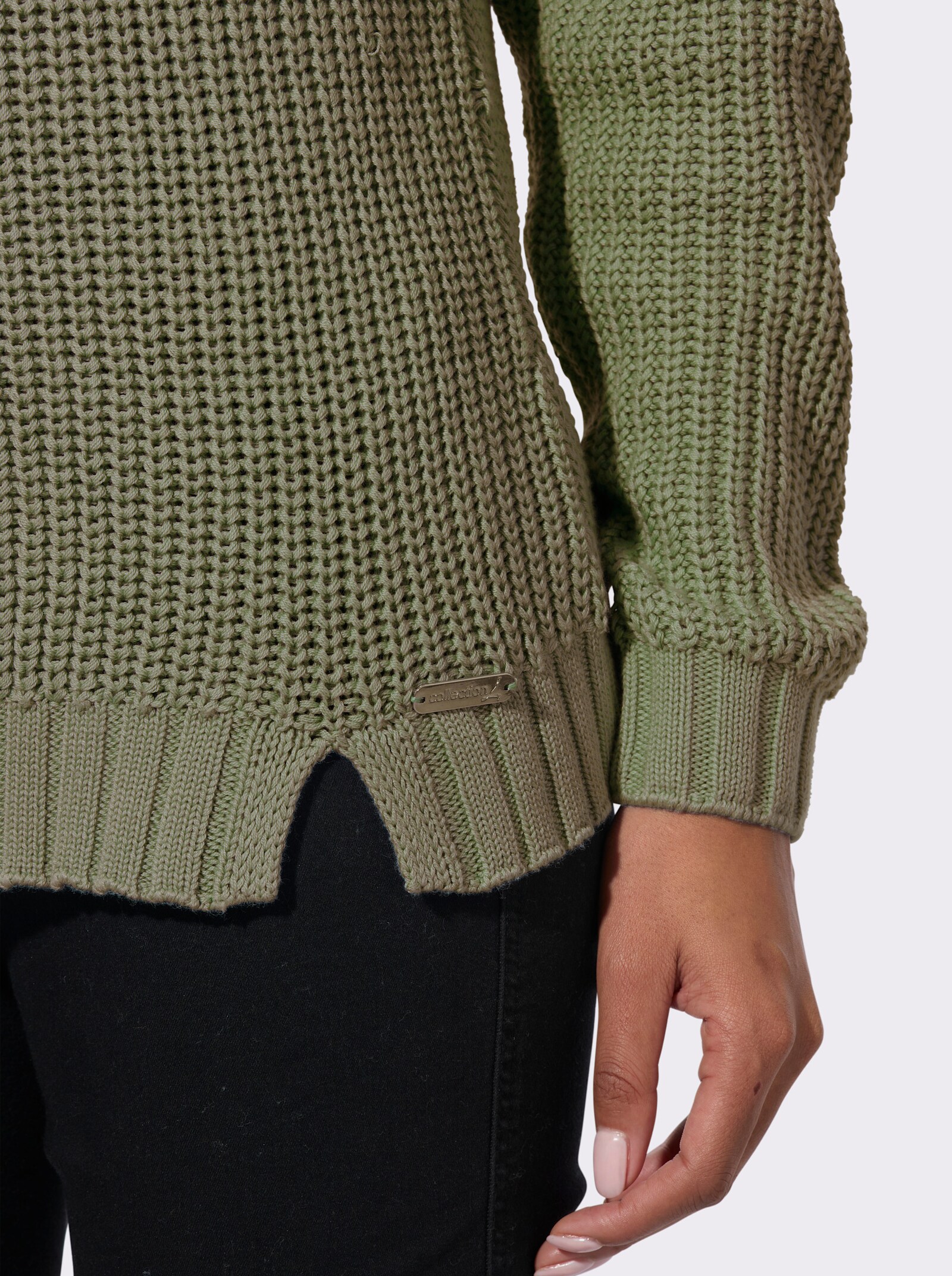 Stehkragenpullover mit Raglan-Ärmel - khaki