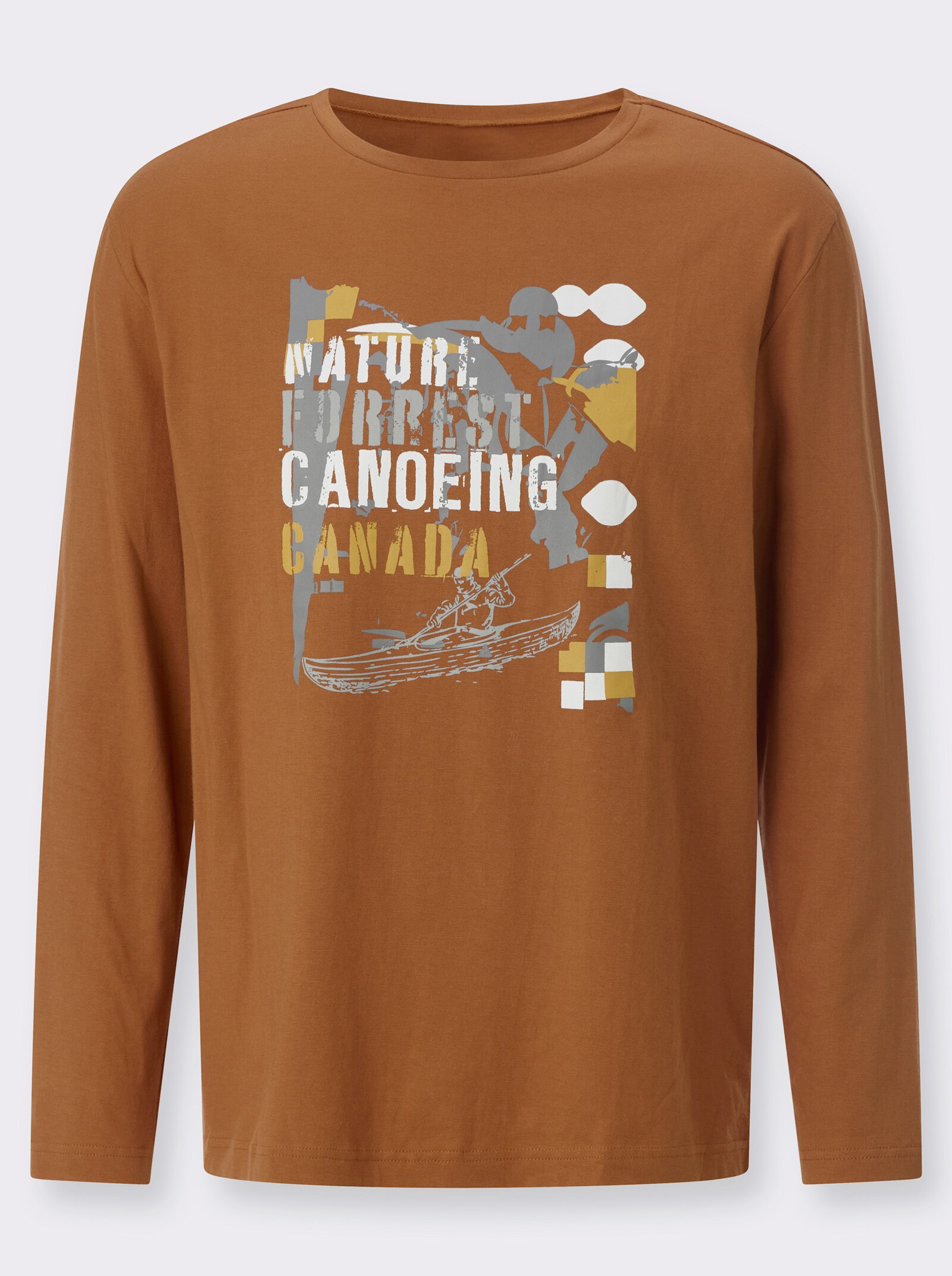 Langarmshirt mit Druckmotiv - cognac