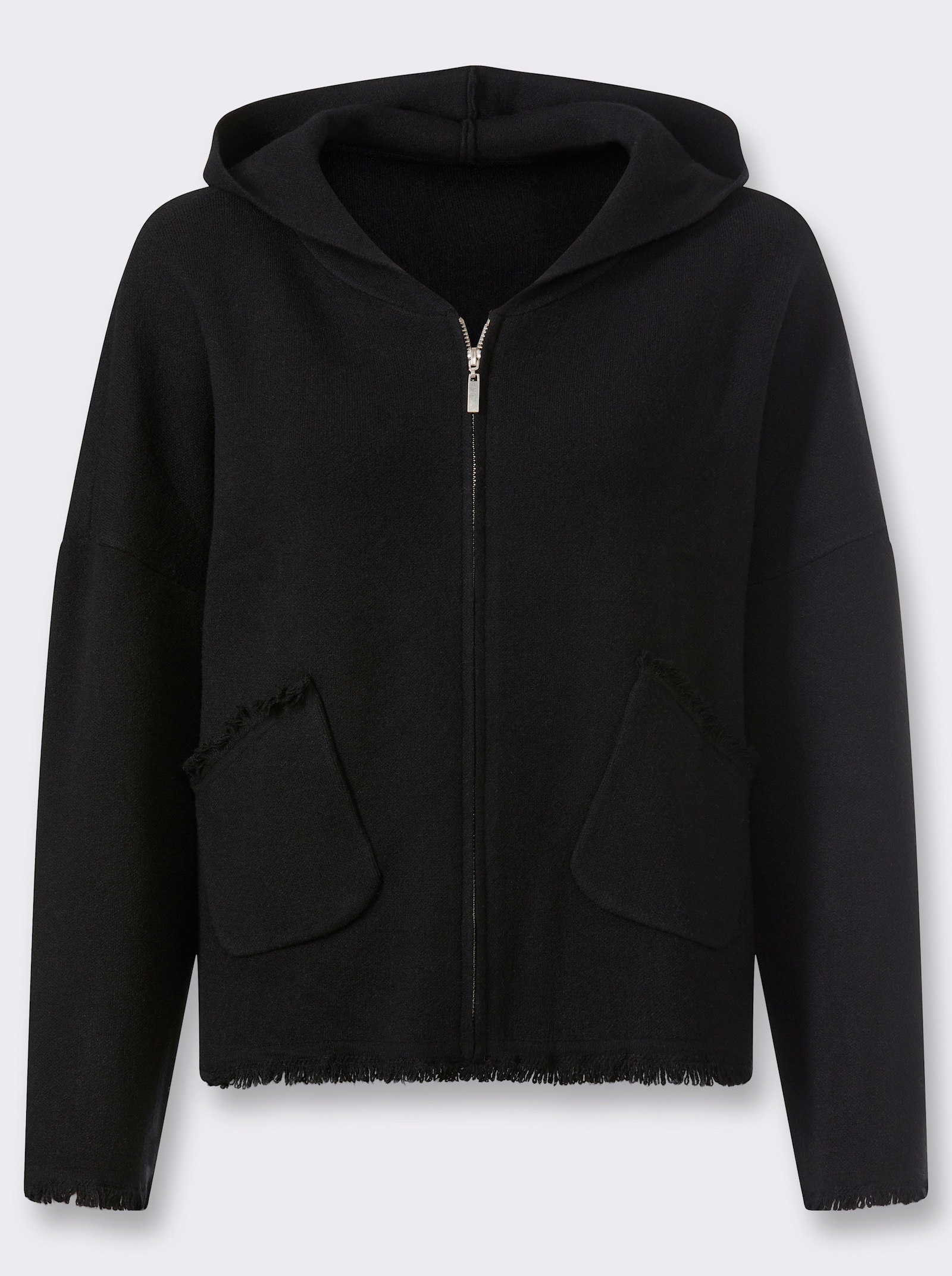 heine Kapuzenstrickjacke im Oversize-Stil - schwarz