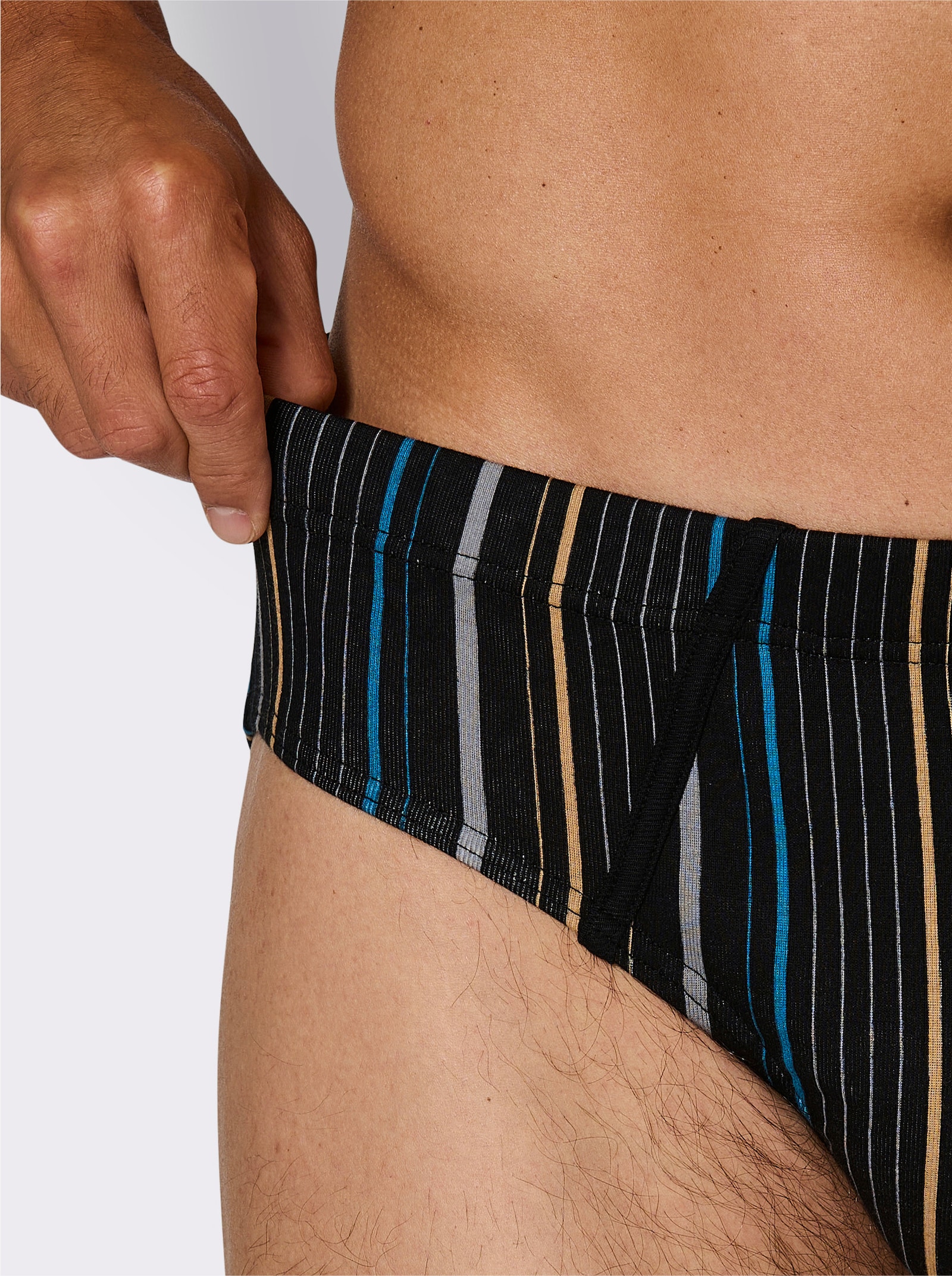 wäschepur men Slipy - černá + černá-proužek