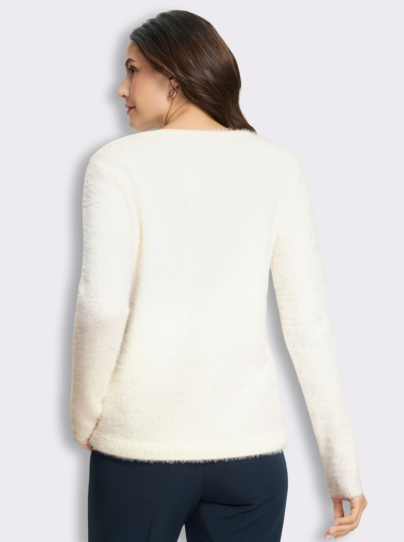 Pullover aus flauschigem Garn - ecru