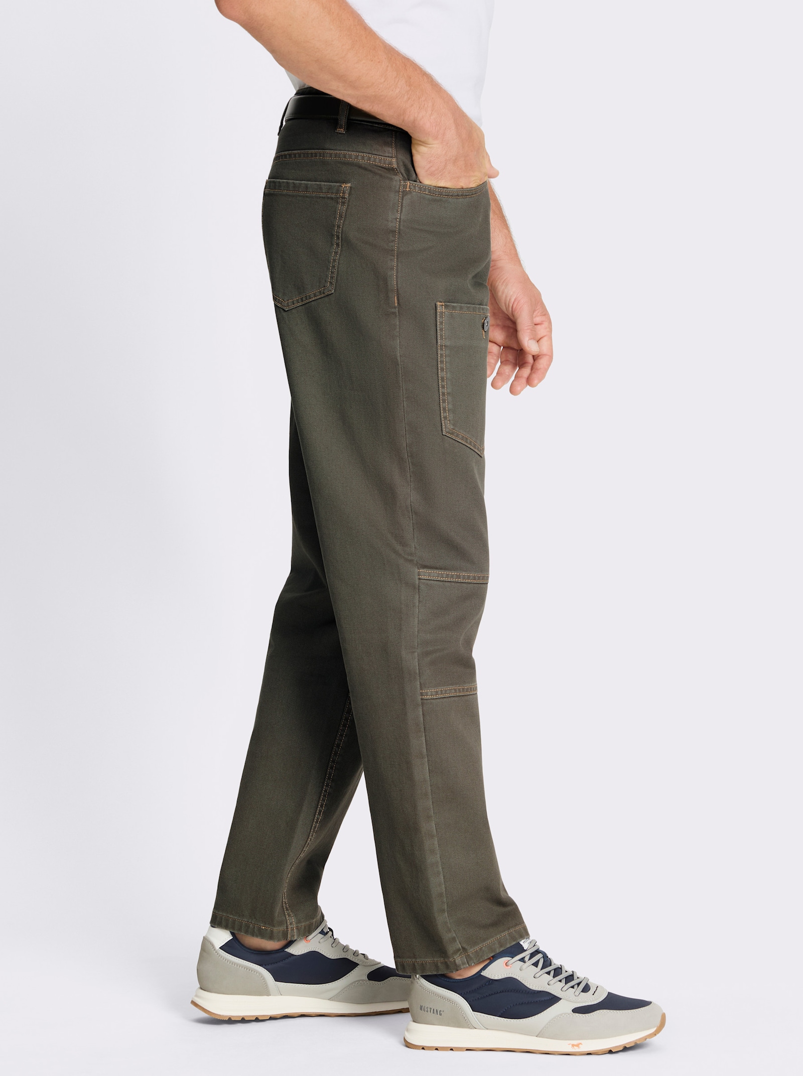 Marco Donati Hose mit Kontrastnähten, Twill - khaki