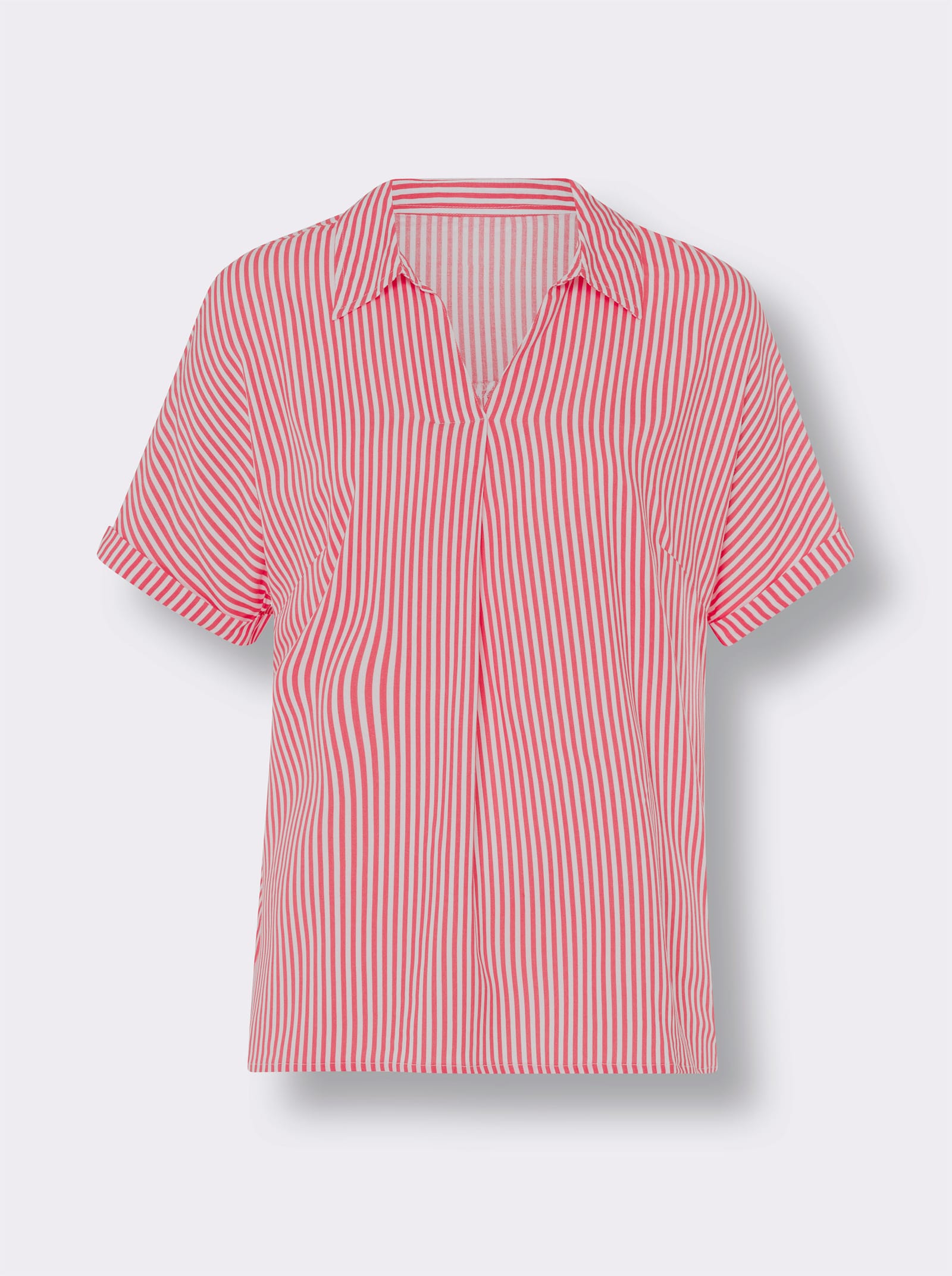 Schlupfbluse mit garngefärbtem Streifenmuster - grapefruit-weiß-gestreift