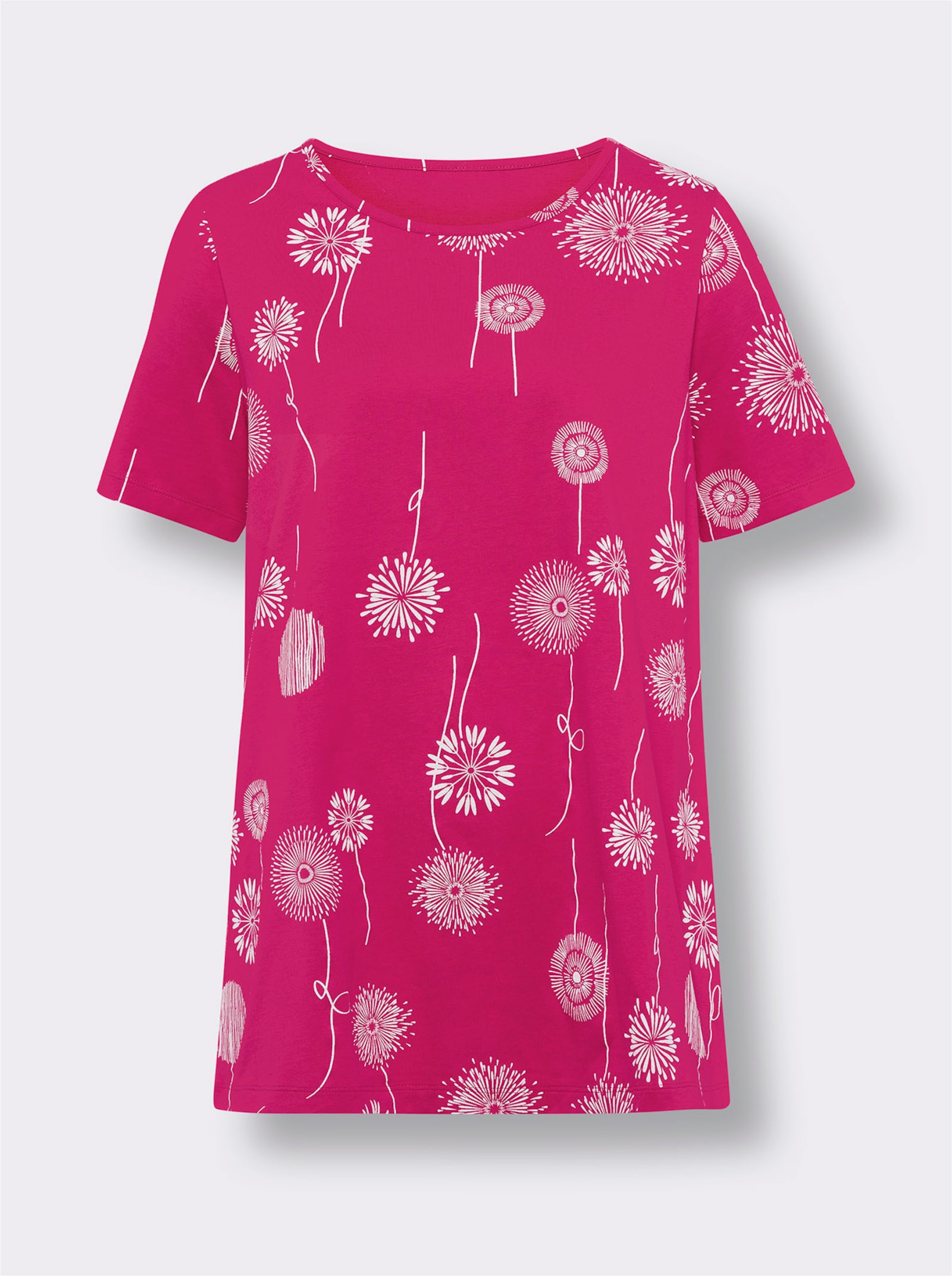 Longshirt mit Pusteblumen-Print - pink-weiss-bedruckt