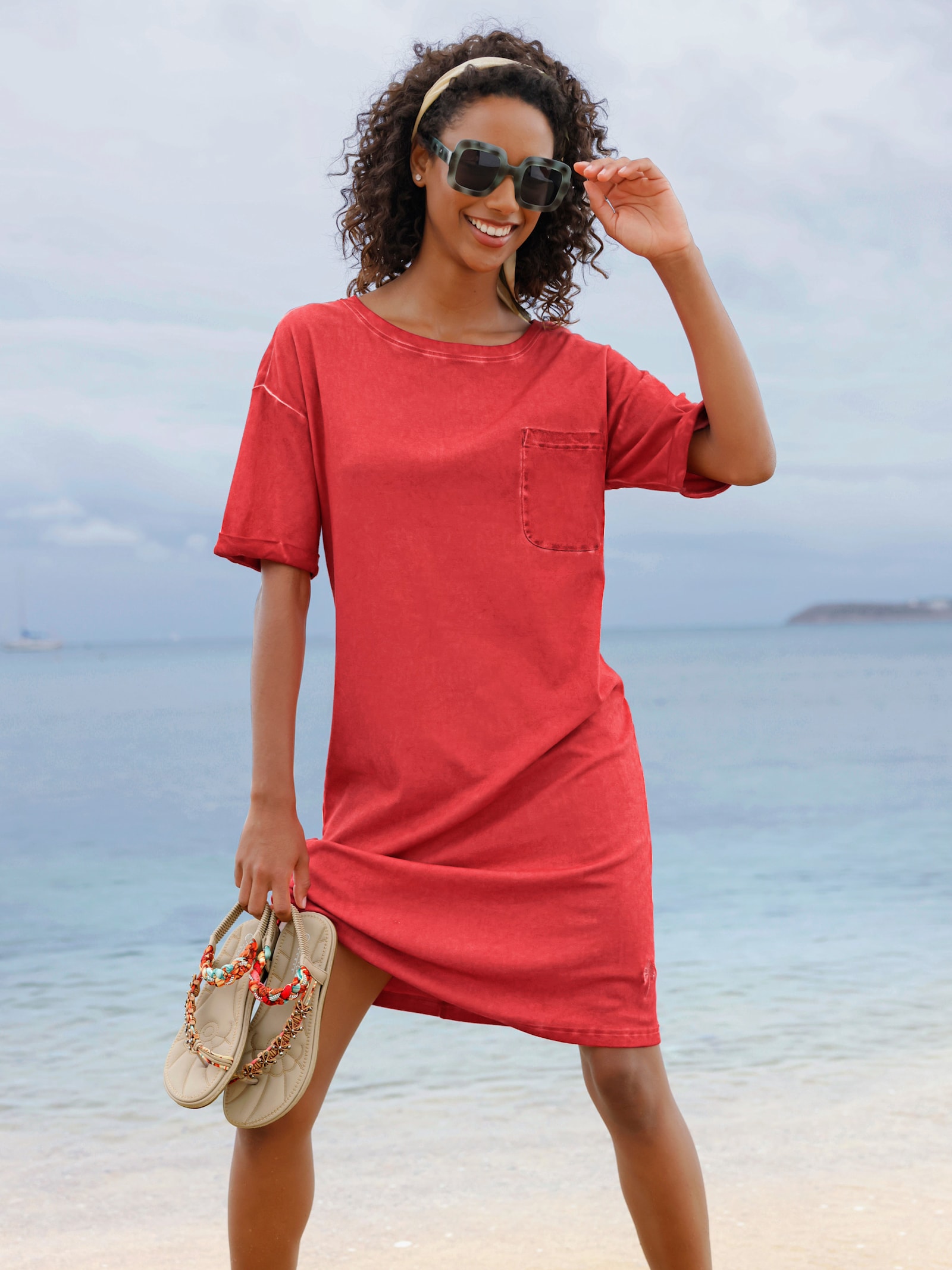 heine Robe en jersey avec effet délavé - fraise