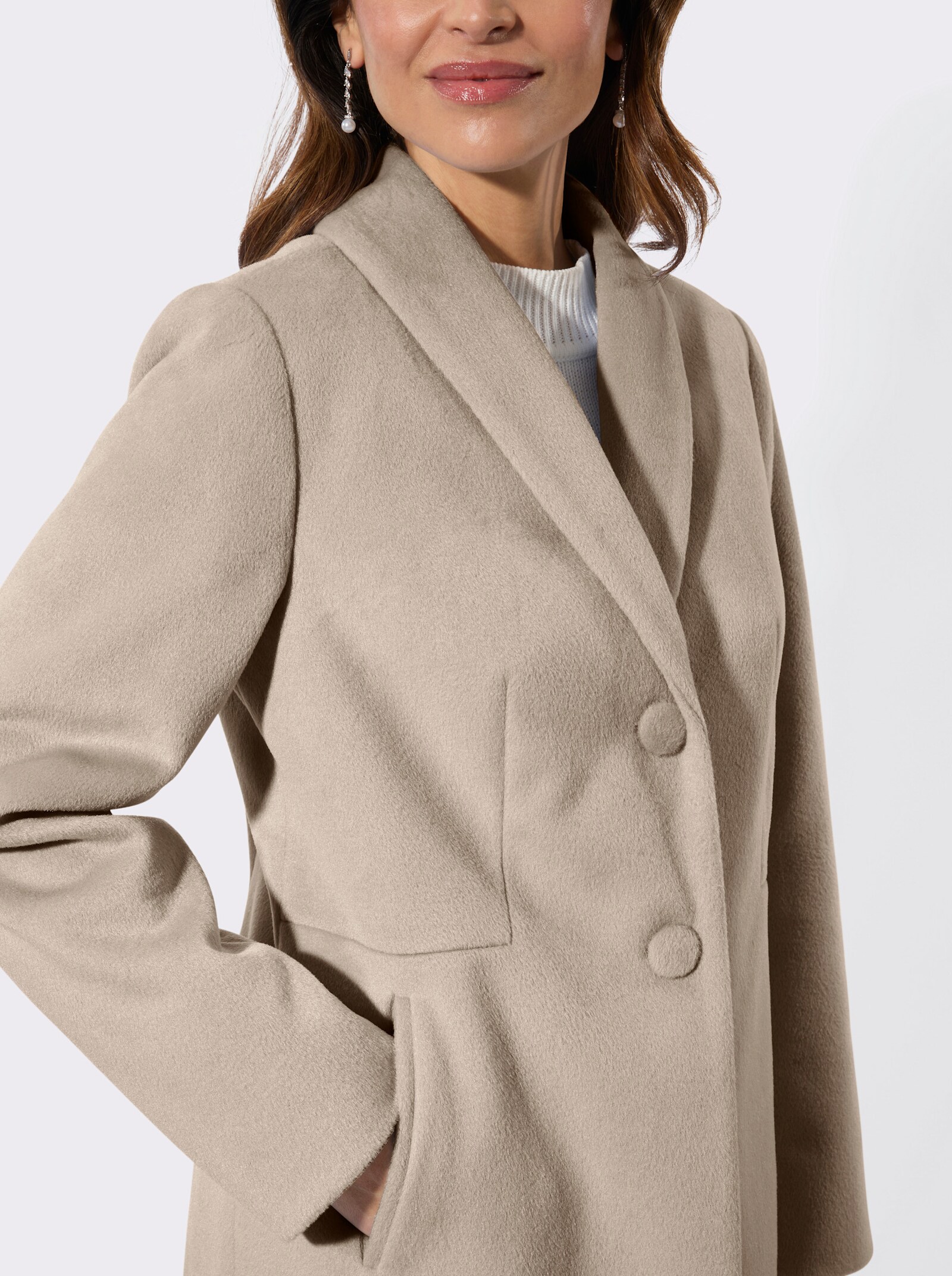 Longjacke mit Reverskragen - sesam