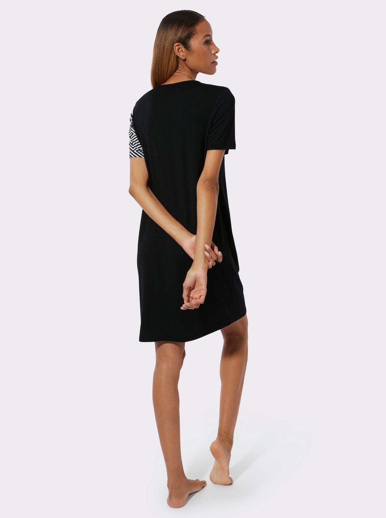 wäschepur Sleepshirt - schwarz-weiß-bedruckt