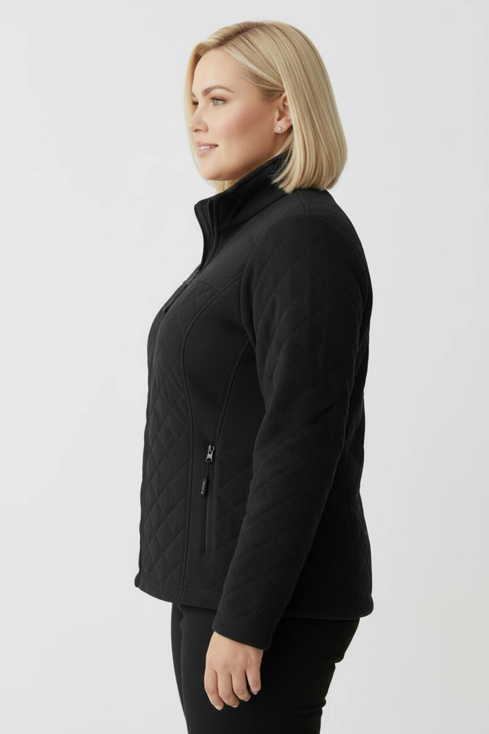 Fleecejacke mit Reißverschluss-Taschen - schwarz