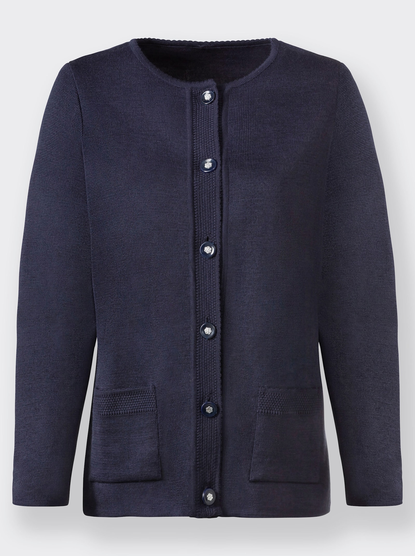 Strickjacke mit Schmuckknöpfen - nachtblau