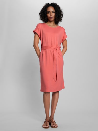 heine Jerseykleid mit Bindegürtel - koralle