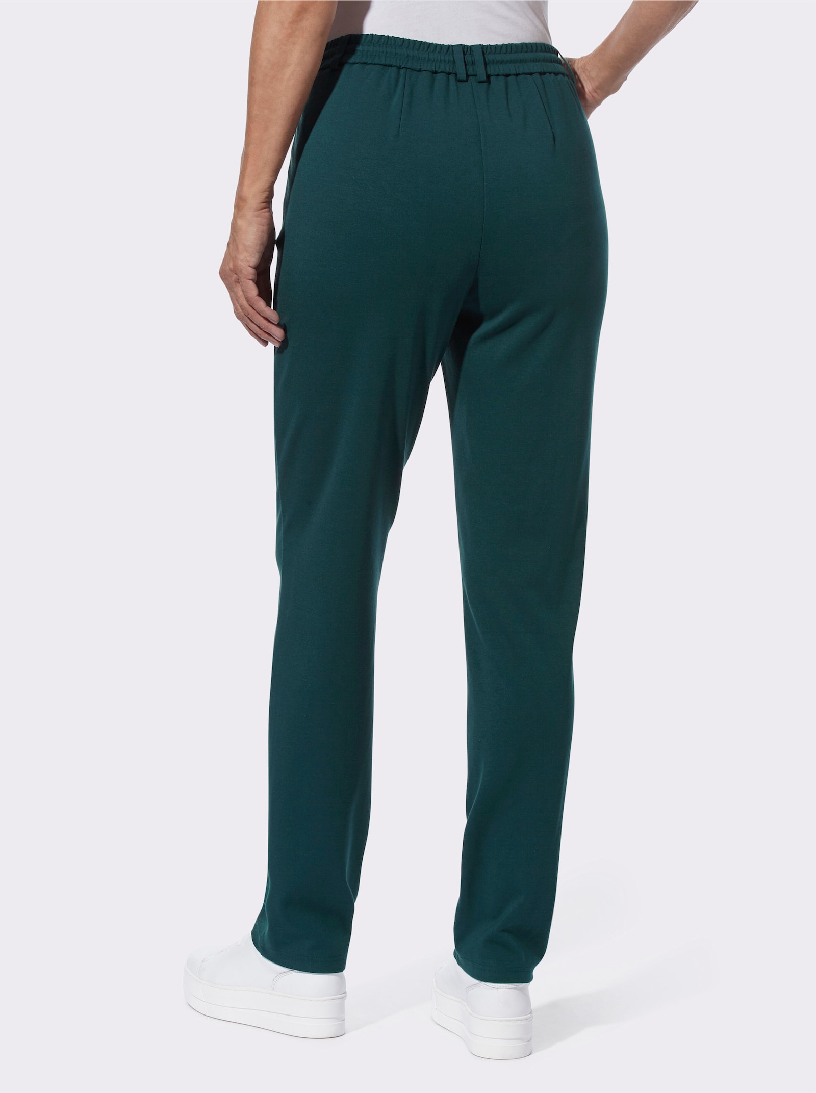 Jerseybroek van vormvast interlock - petrol