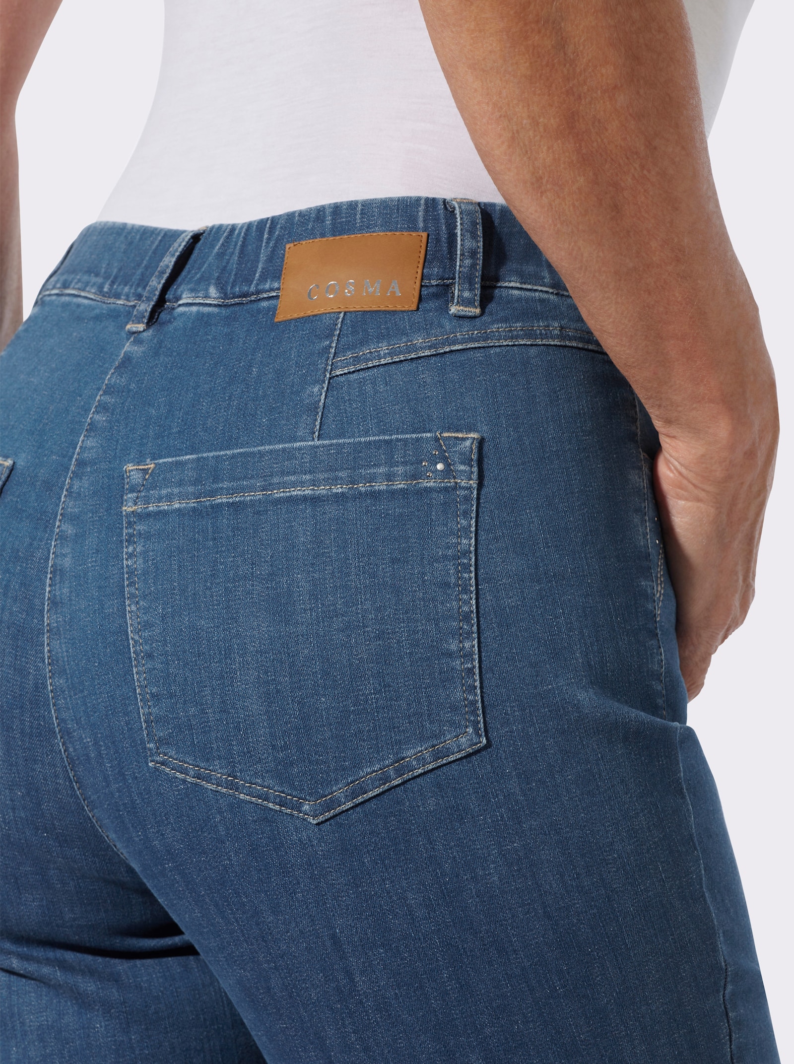 Jeans mit Rundum-Dehnbund - blue-stone-washed