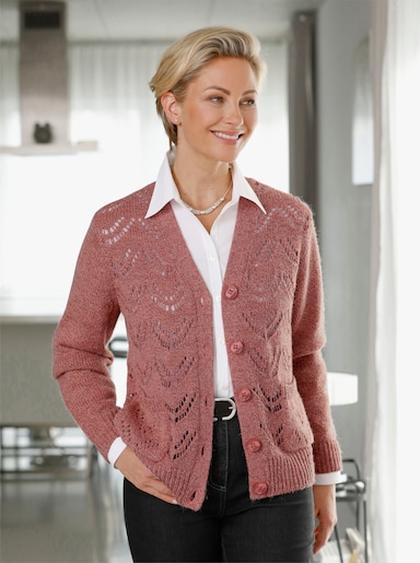 Strickjacke - rosenholz-meliert