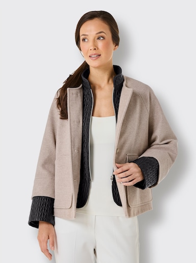 CREATION L PREMIUM Wolljacke in 2-in-1-Optik - beige-schwarz