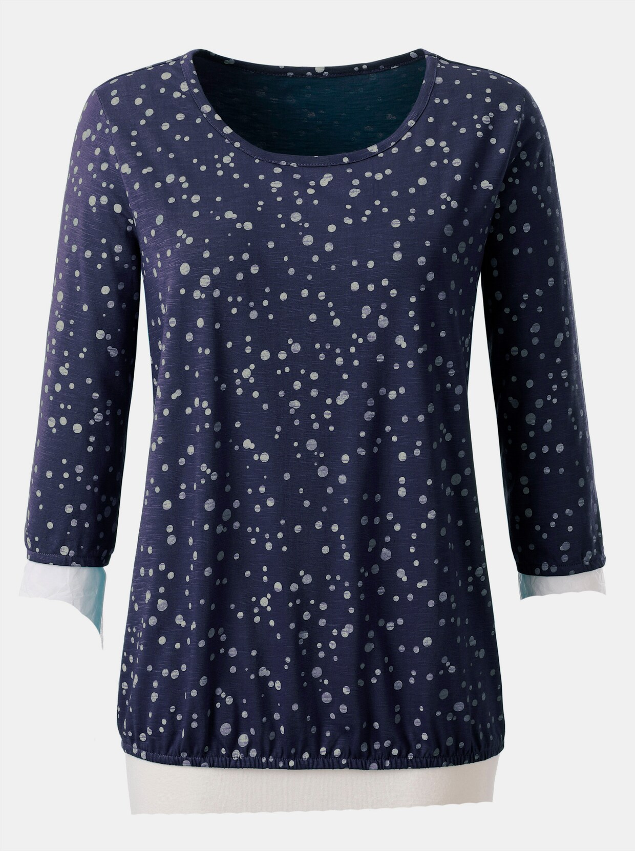 Shirt met ronde hals - marine gedessineerd