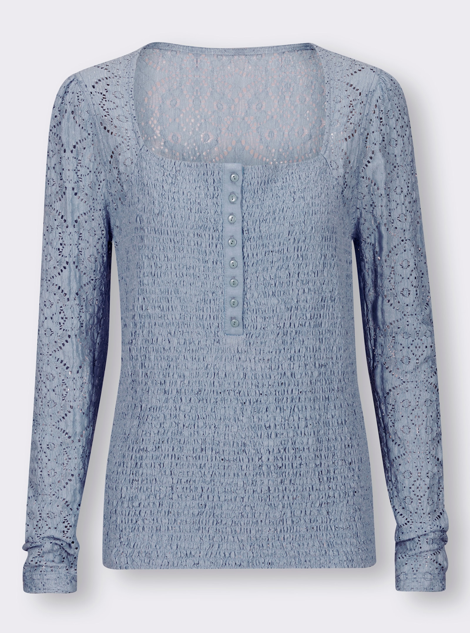 heine Langarmshirt mit Knopfleiste - bleu