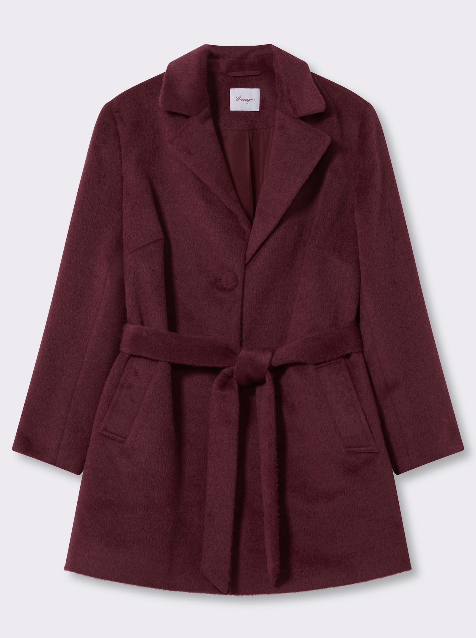 sheego Jacke mit Bindegürtel - burgund