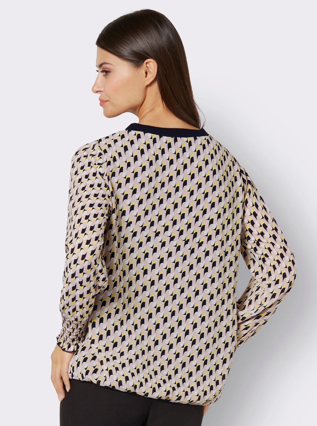 Blouse met print - zwart/limoen bedrukt