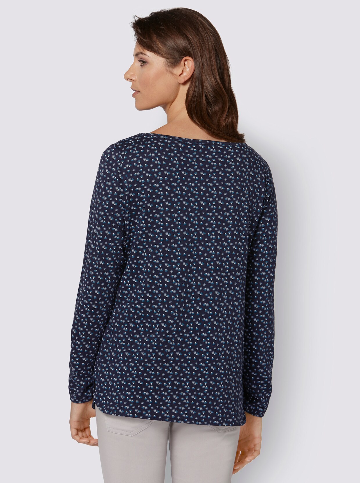 Langarmshirt - nachtblau-bedruckt