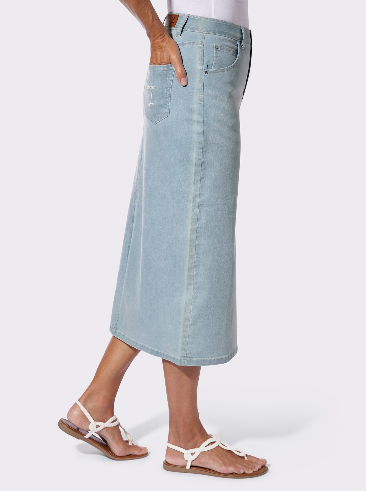 Jeansrock mit Gehschlitz hinten - blue-bleached