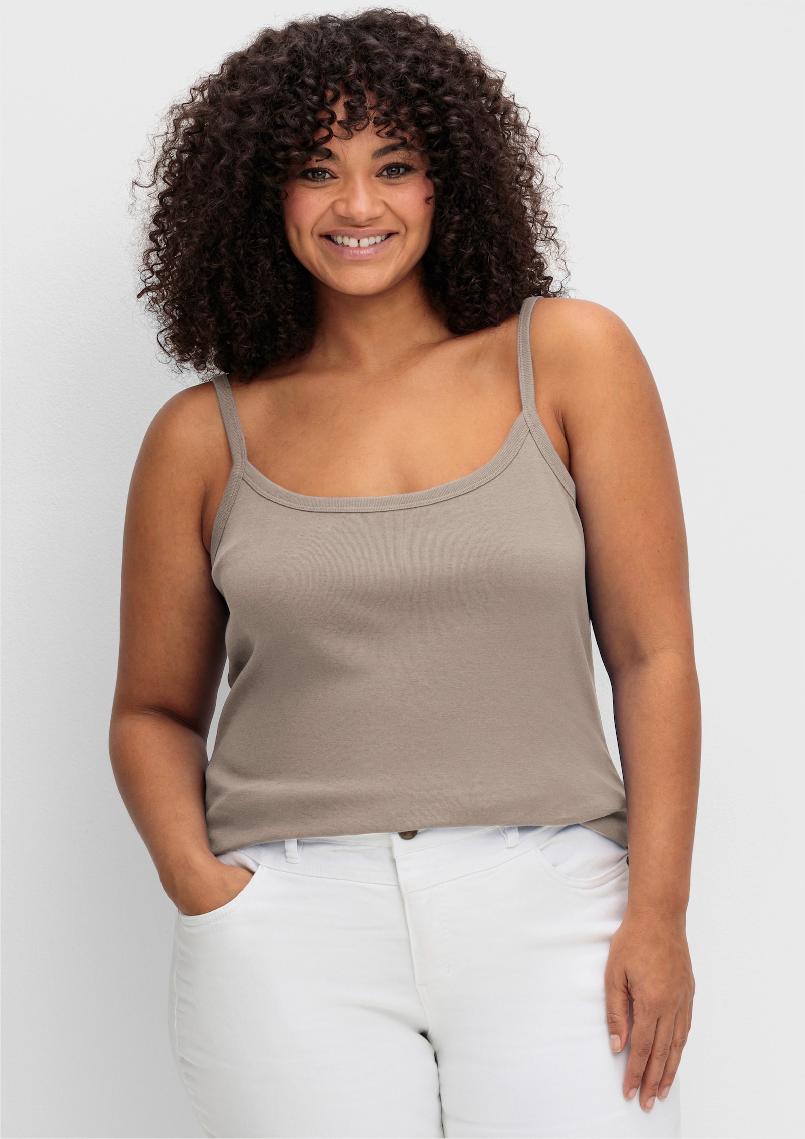 sheego Spaghettitop in Rippqualität - sesam