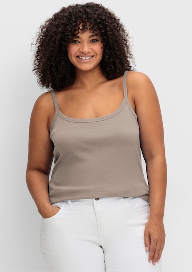 sheego Spaghettitop in Rippqualität - sesam