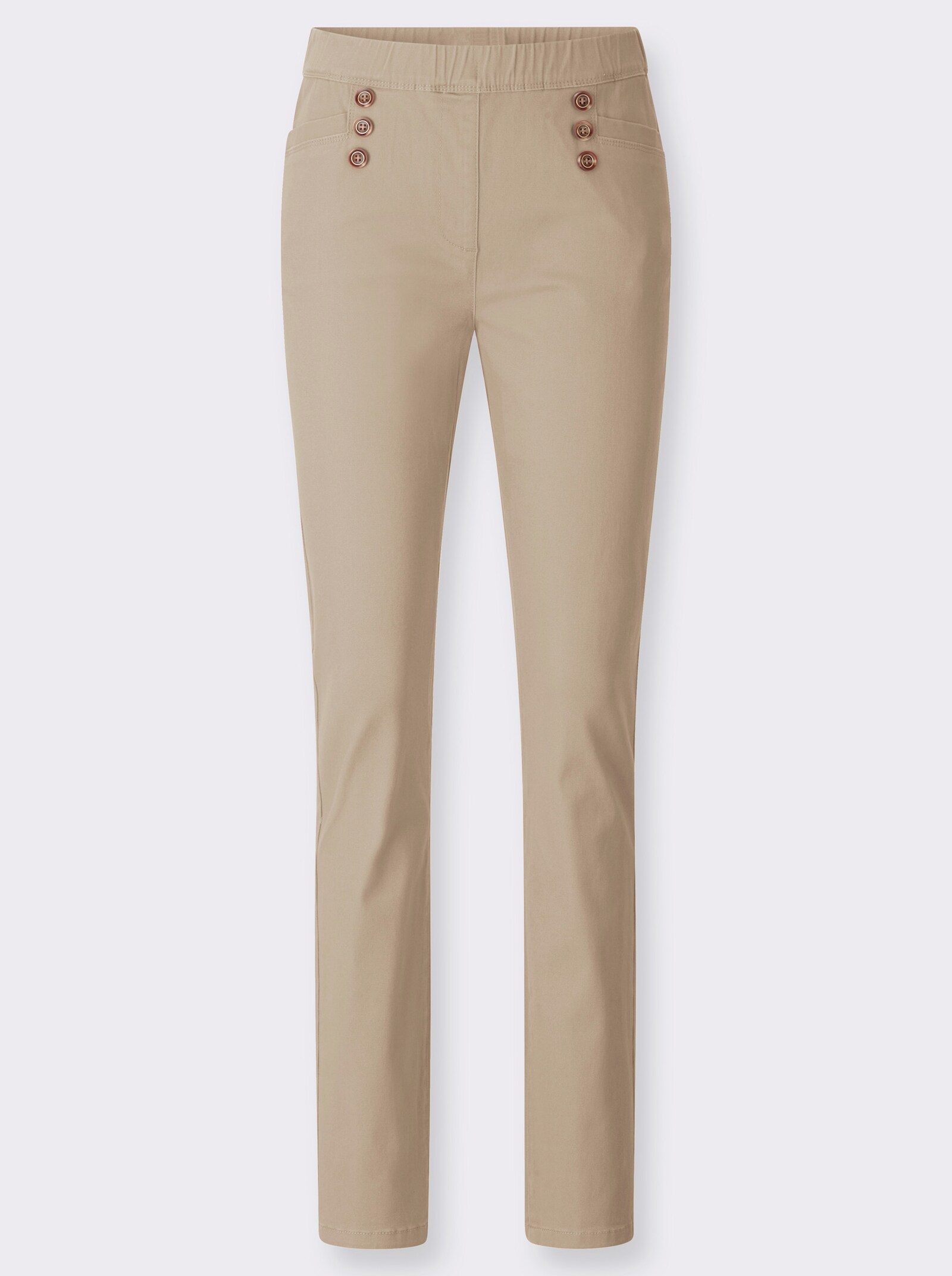Schlupfjeans mit Schmuckknöpfen - sand