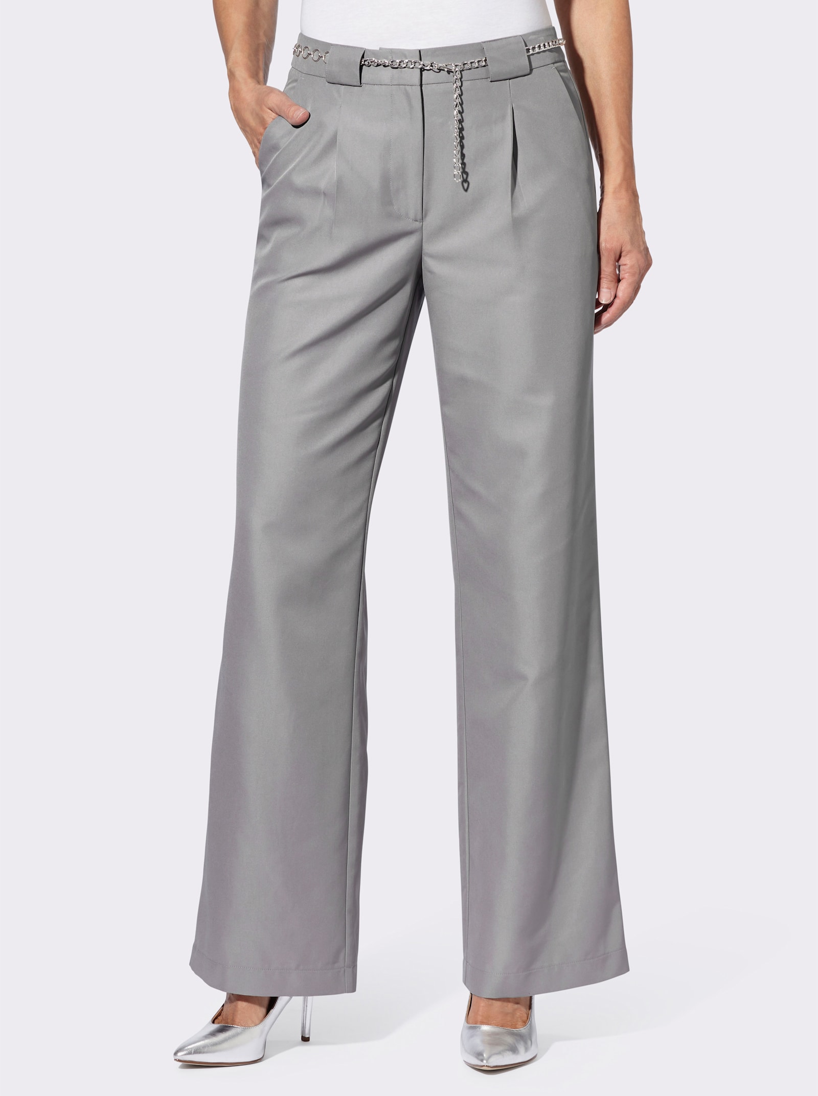 Broek met kettingceintuur - steengrijs