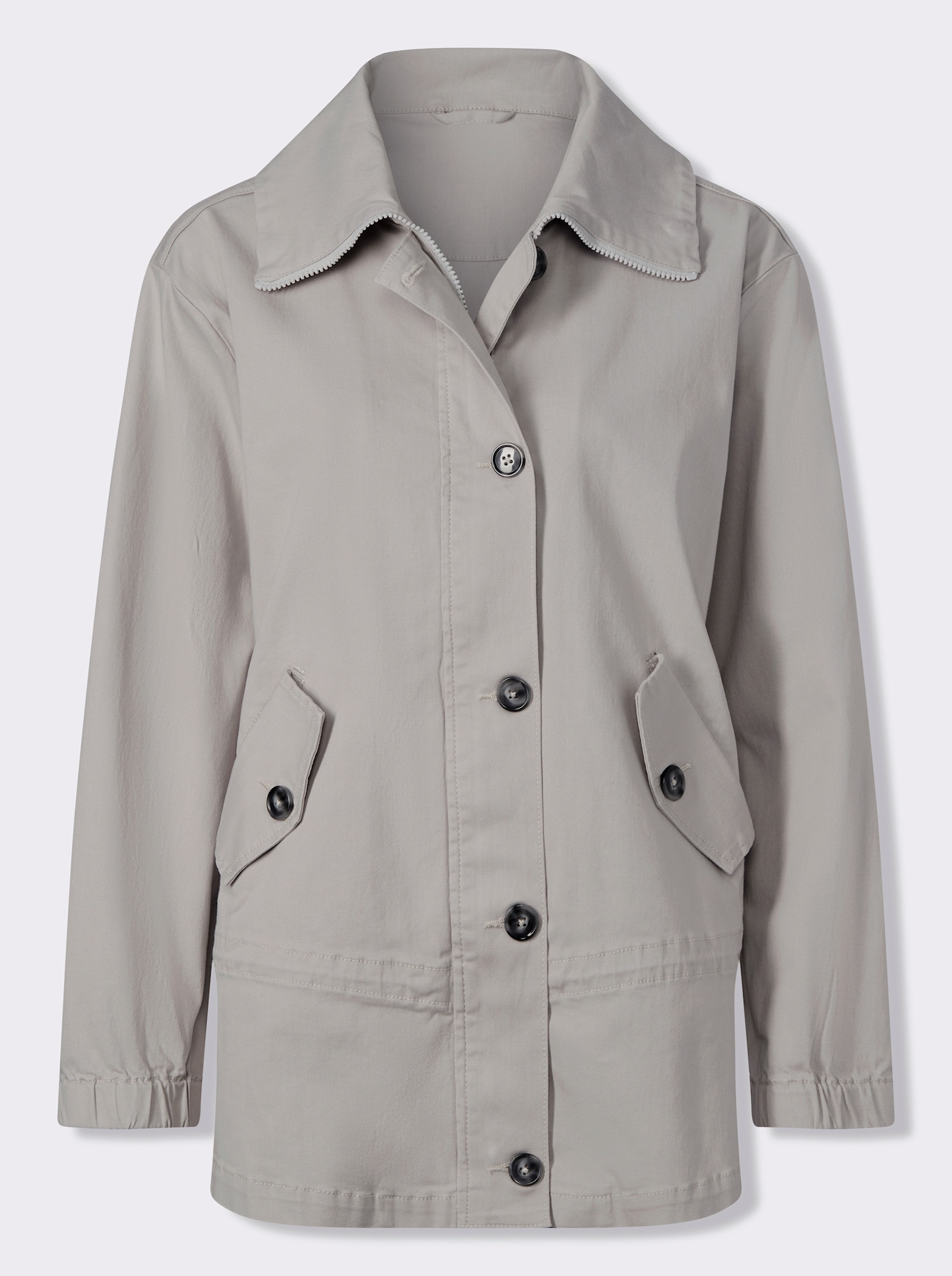 heine Freizeitjacke mit Taillen-Tunnelzug - hellgrau