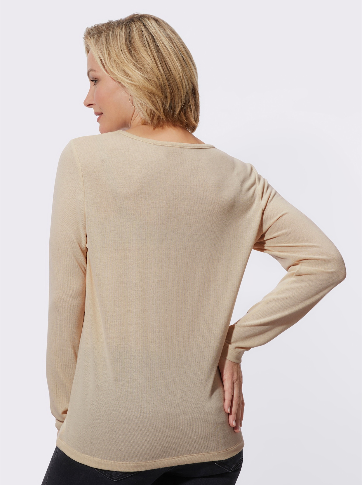 Shirt met lange mouwen - ivoorkleur