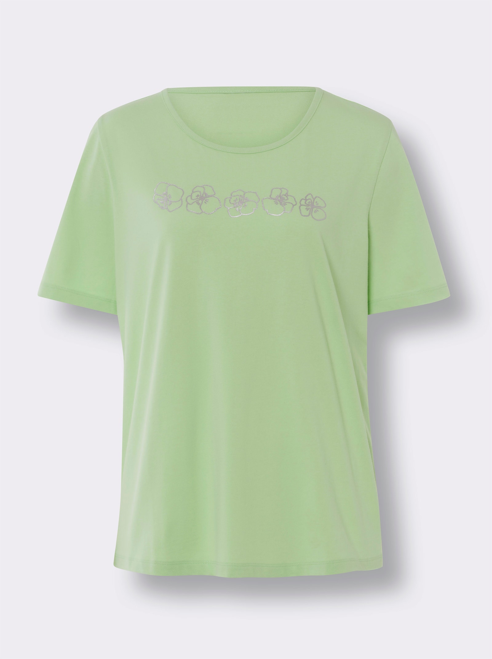 Shorty aus reiner Baumwolle, bedruckt - reseda