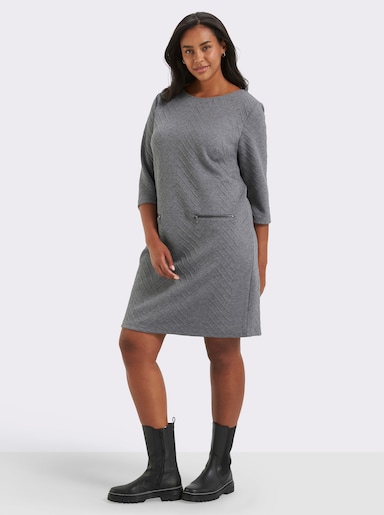 Druckkleid in Jersey-Jacquard-Qualität - grau-meliert