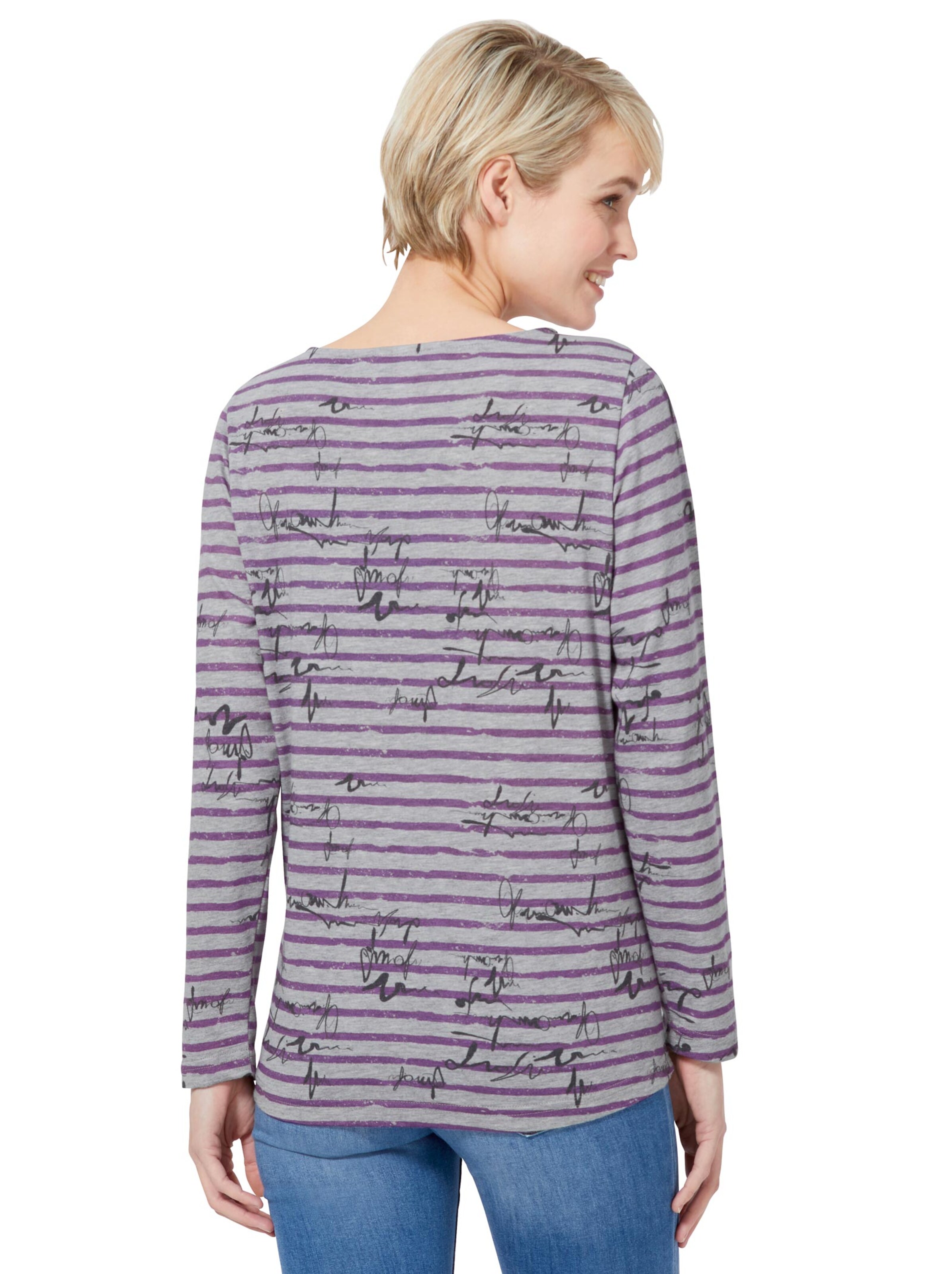 Collection L Shirt - grau-violett-gestreift