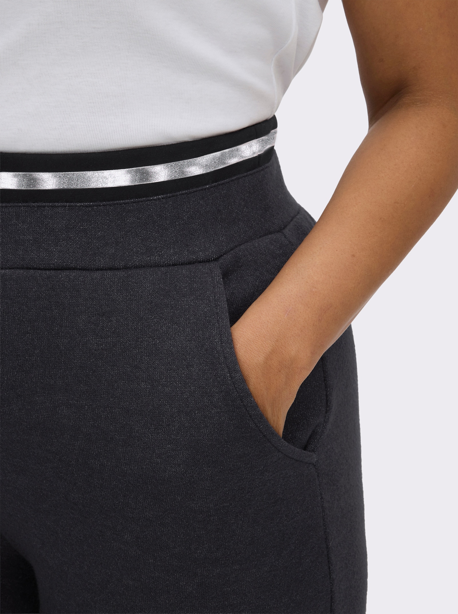 sheego Strickhose mit Glitzer-Effekt - schwarz-anthrazit-meliert