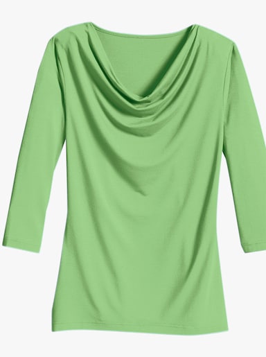 Shirt met cascadehals en 3/4-mouwen - resedagroen