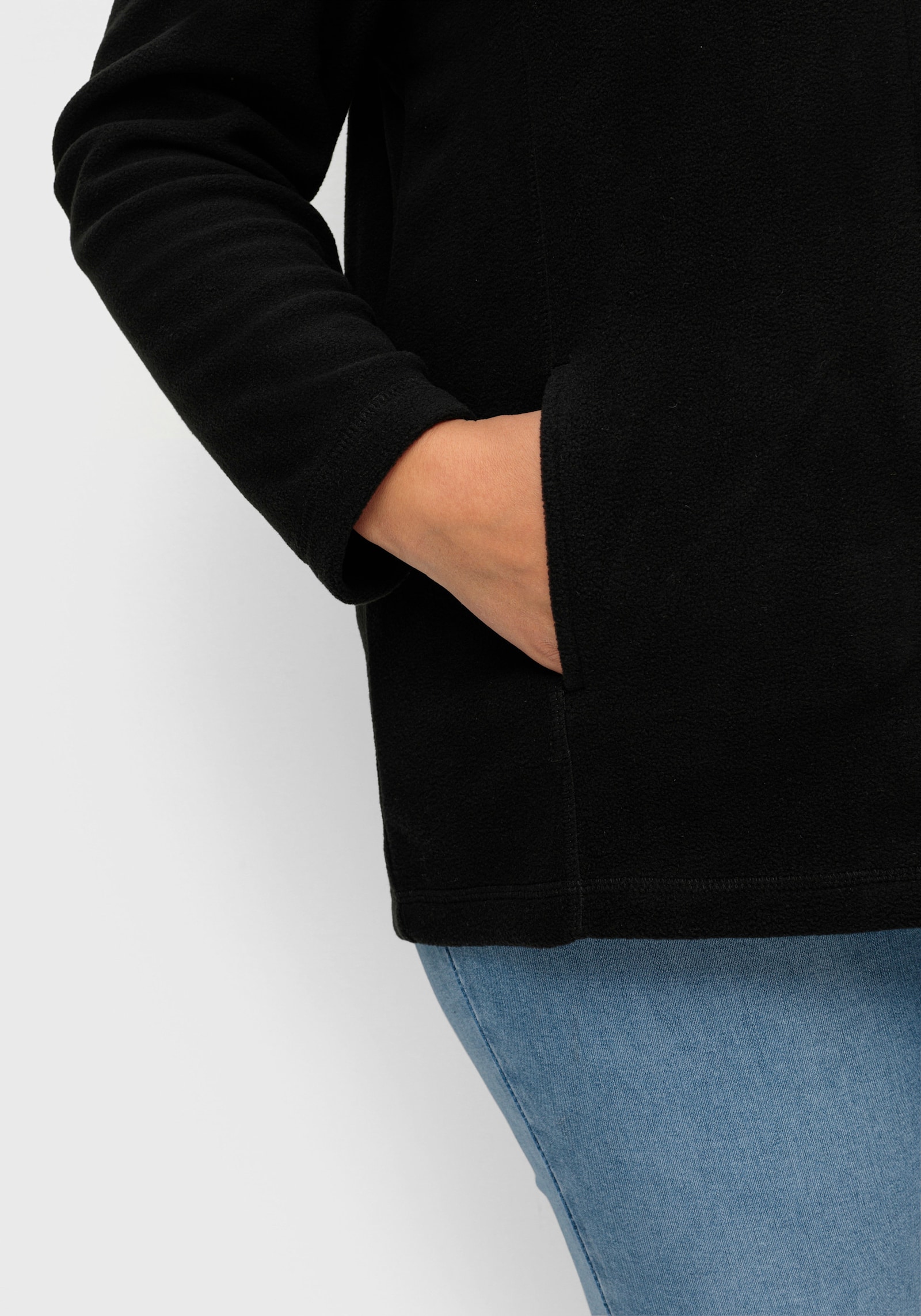 Fleecejacke mit zwei Taschen - schwarz