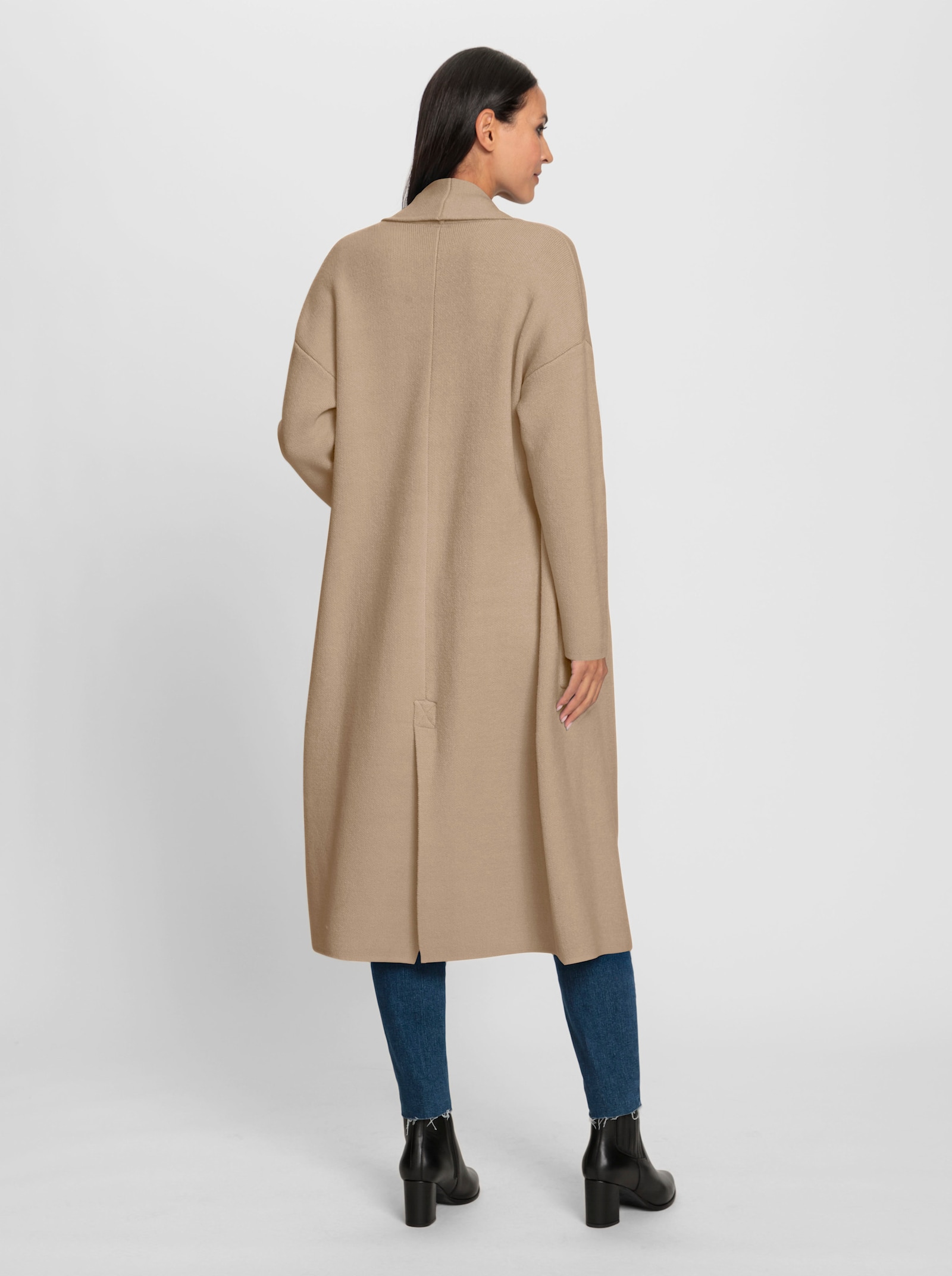 heine Strickmantel mit Schalkragen - beige