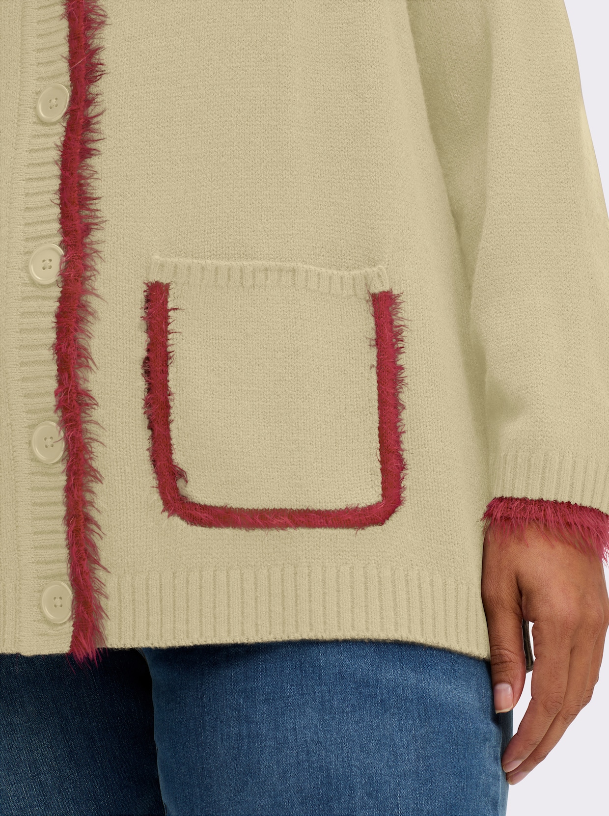 sheego veste en tricot - sable-cerise