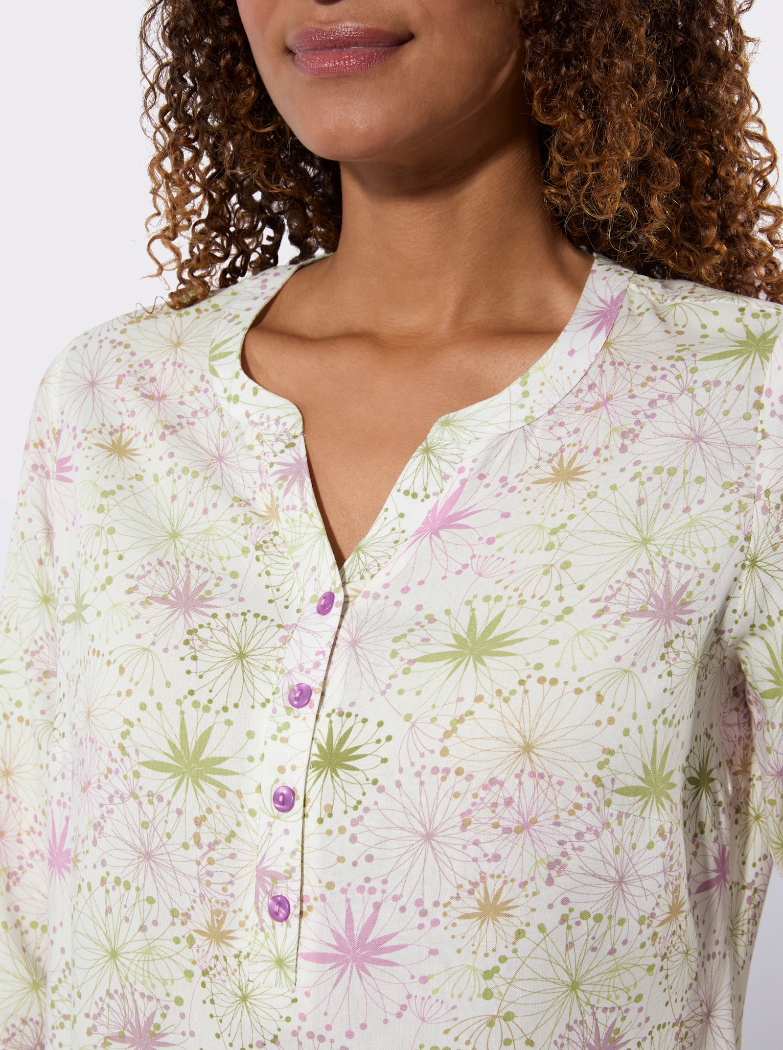 Bekväm blus - malva-vass-med tryck