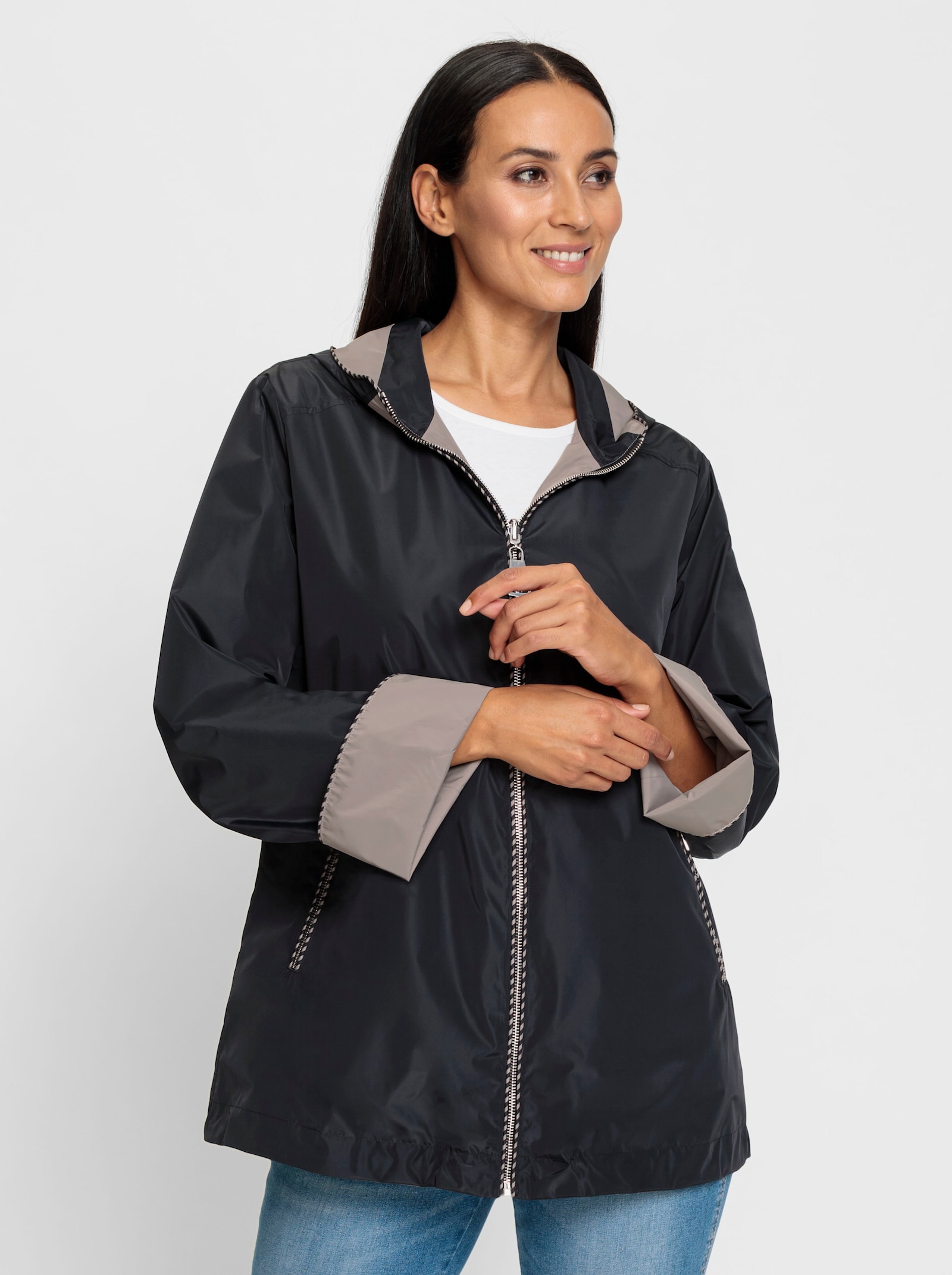 heine Wendejacke in wasserabweisender Qualität - schwarz-taupe