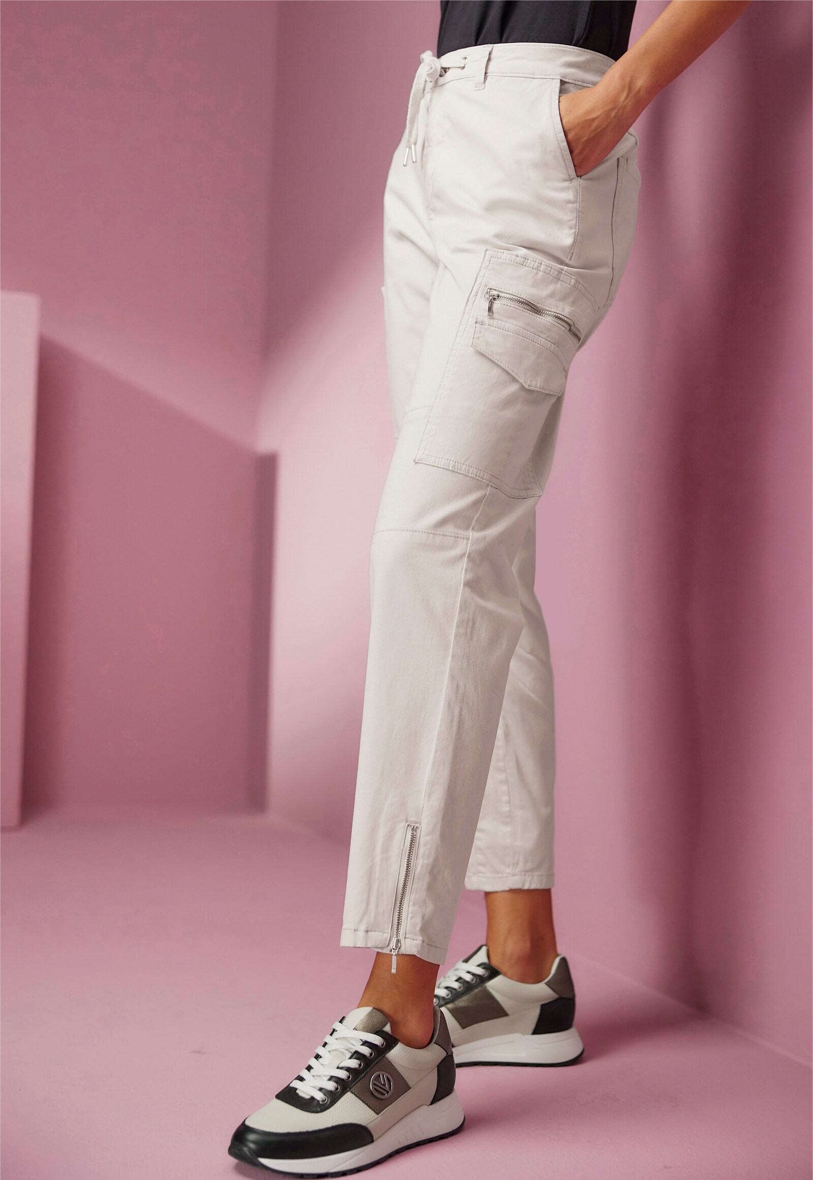 heine Cargohose mit Tunnelzug - hellgrau