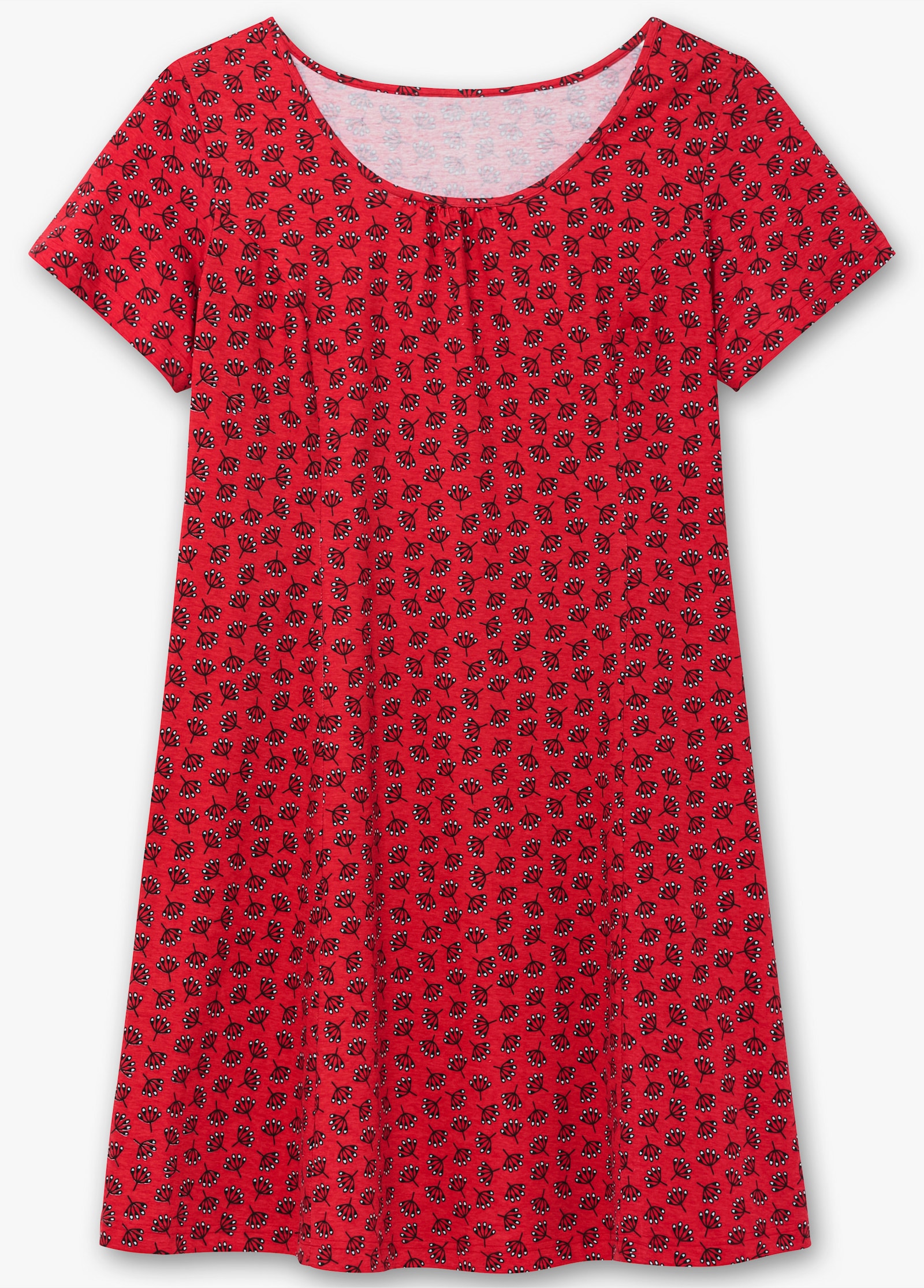 Jerseykleid mit floralem Dessin - erdbeere-ecru-bedruckt